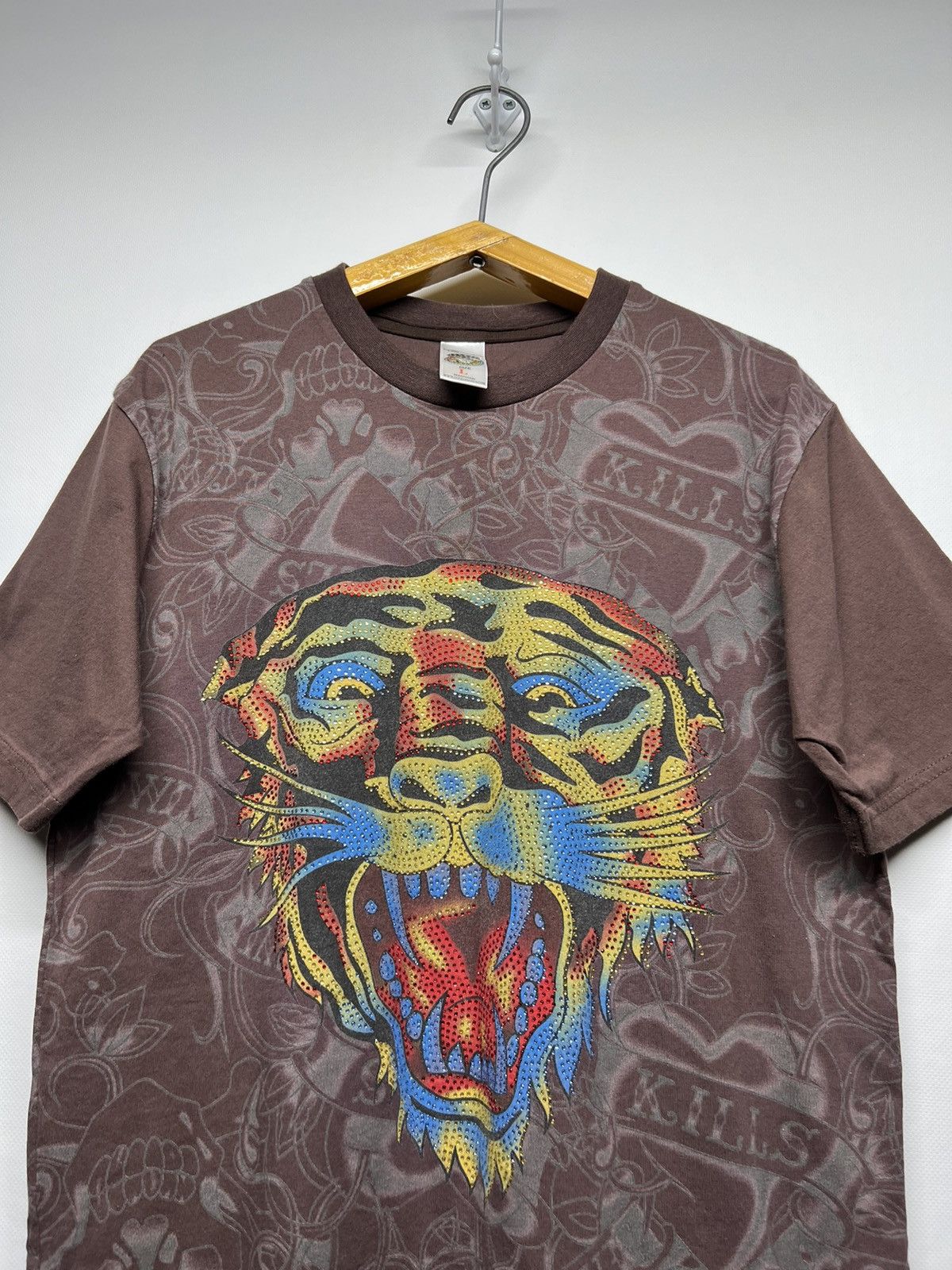 Christian Audigier × Ed Hardy × Vintage Vintage Y2k Ed Hardy Brown 🤎 Tigger All Over Print T Shirt Size S / US 4 / IT 40 - 5 Thumbnail