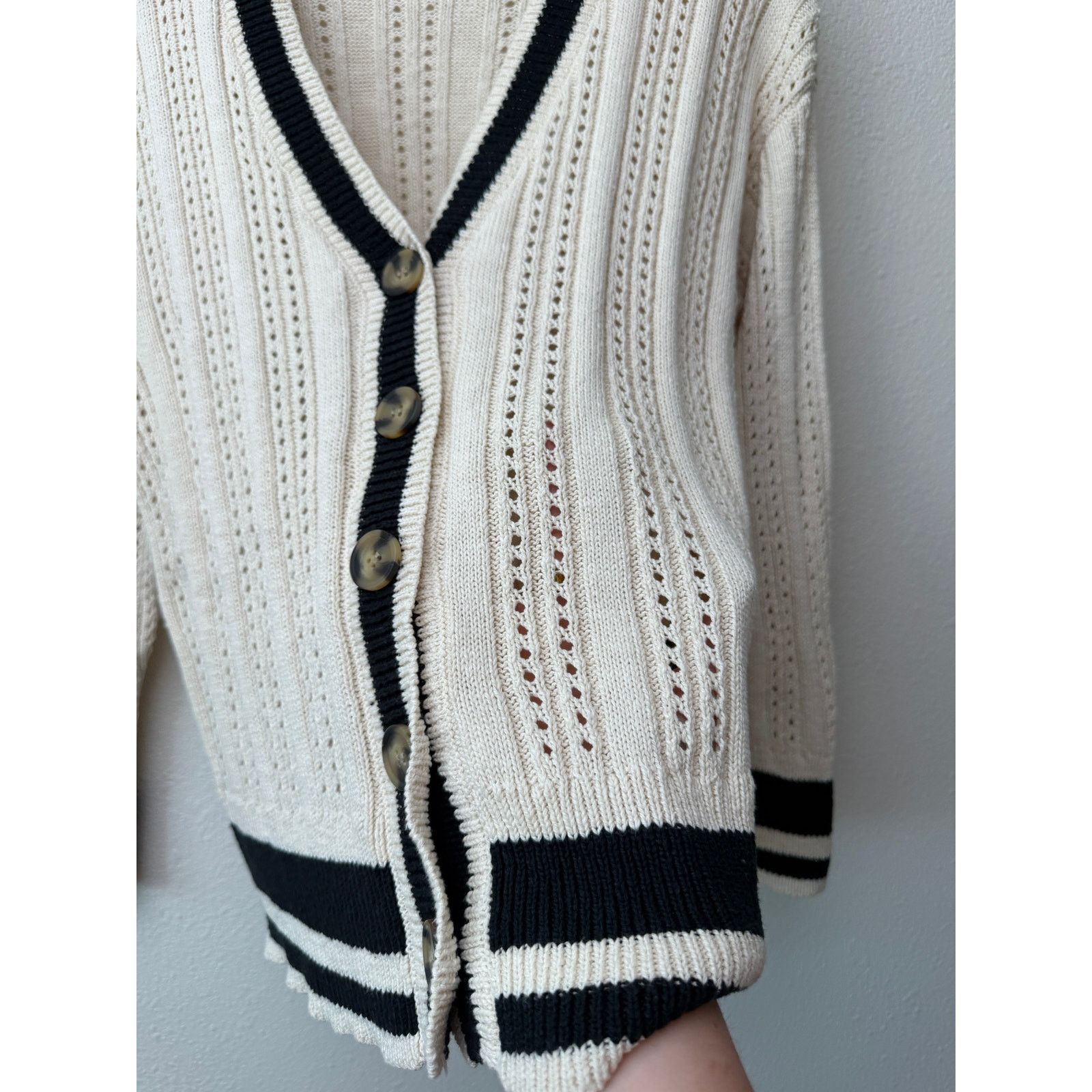 Sanctuary Sanctuary Sport Stripe Cream Black Cardigan US XS Size XS / US 0-2 / IT 36-38 - 7 Thumbnail
