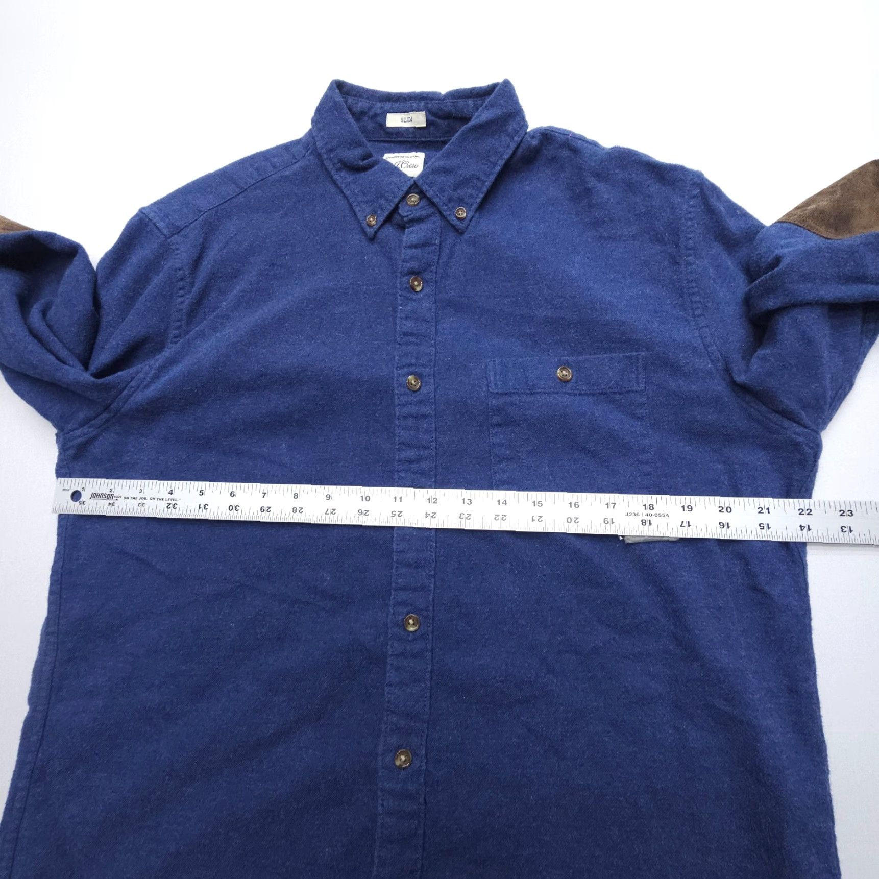 J.Crew VINTAGE J. Crew Cotton Shirting Flannel Mens Large Slim Blue ELbow Patches Button Down Size US L / EU 52-54 / 3 - 7 Thumbnail