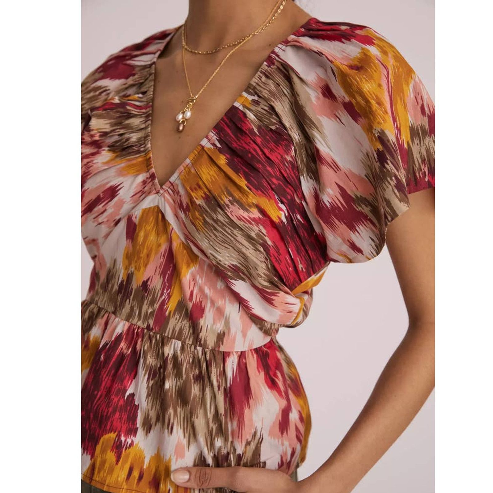 Anthropologie New Anthropologie Painterly Open-Back Blouse Love The Label Size M / US 6-8 / IT 42-44 - 2 Thumbnail