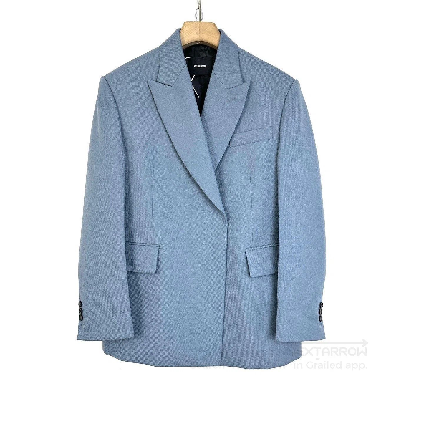 WE11DONE We11done Blue Embossed Logo Lapel Blazer. Size XS / US 0-2 / IT 36-38 - 1 Thumbnail