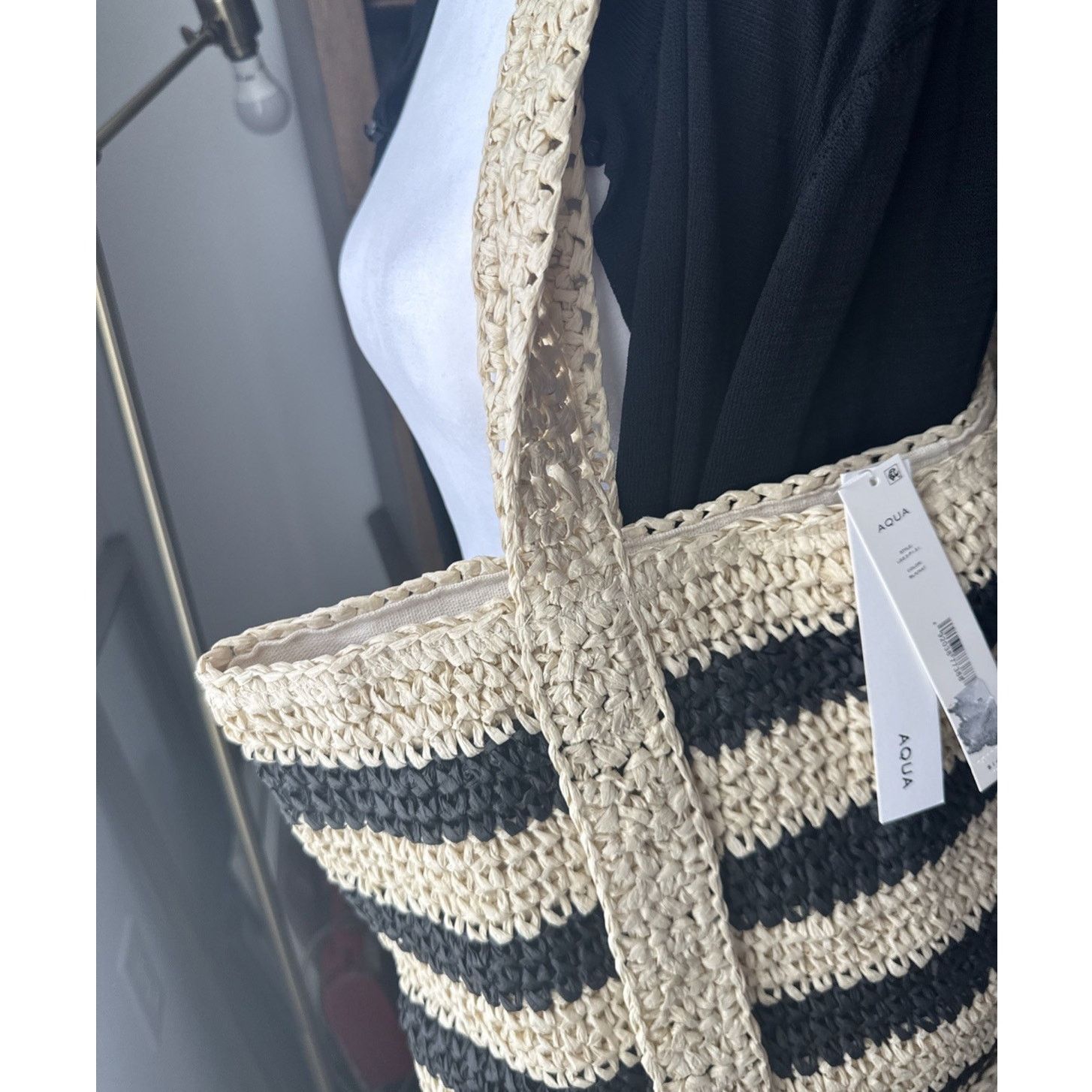 Bloomingdale's Aqua Traveler Toyo Straw Tote Bag - NWT New $148 Retail Size ONE SIZE - 5 Thumbnail