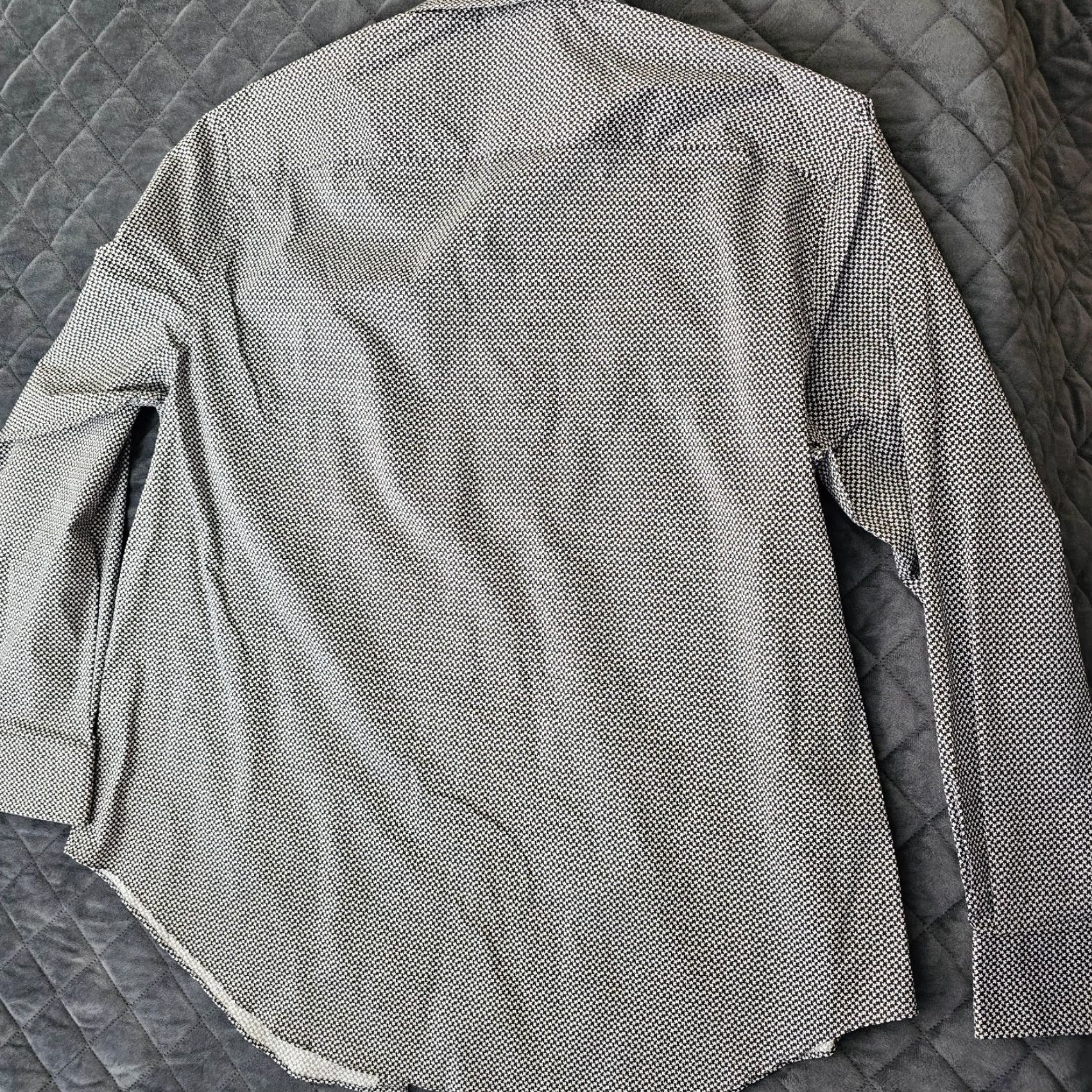 Van Heusen Van Heusen Flex Men’s Dress Shirt Black Geometric 17.5" Neck 17.5 Adult XL Long Sleeve Spread Collar Size 46R - 6 Thumbnail