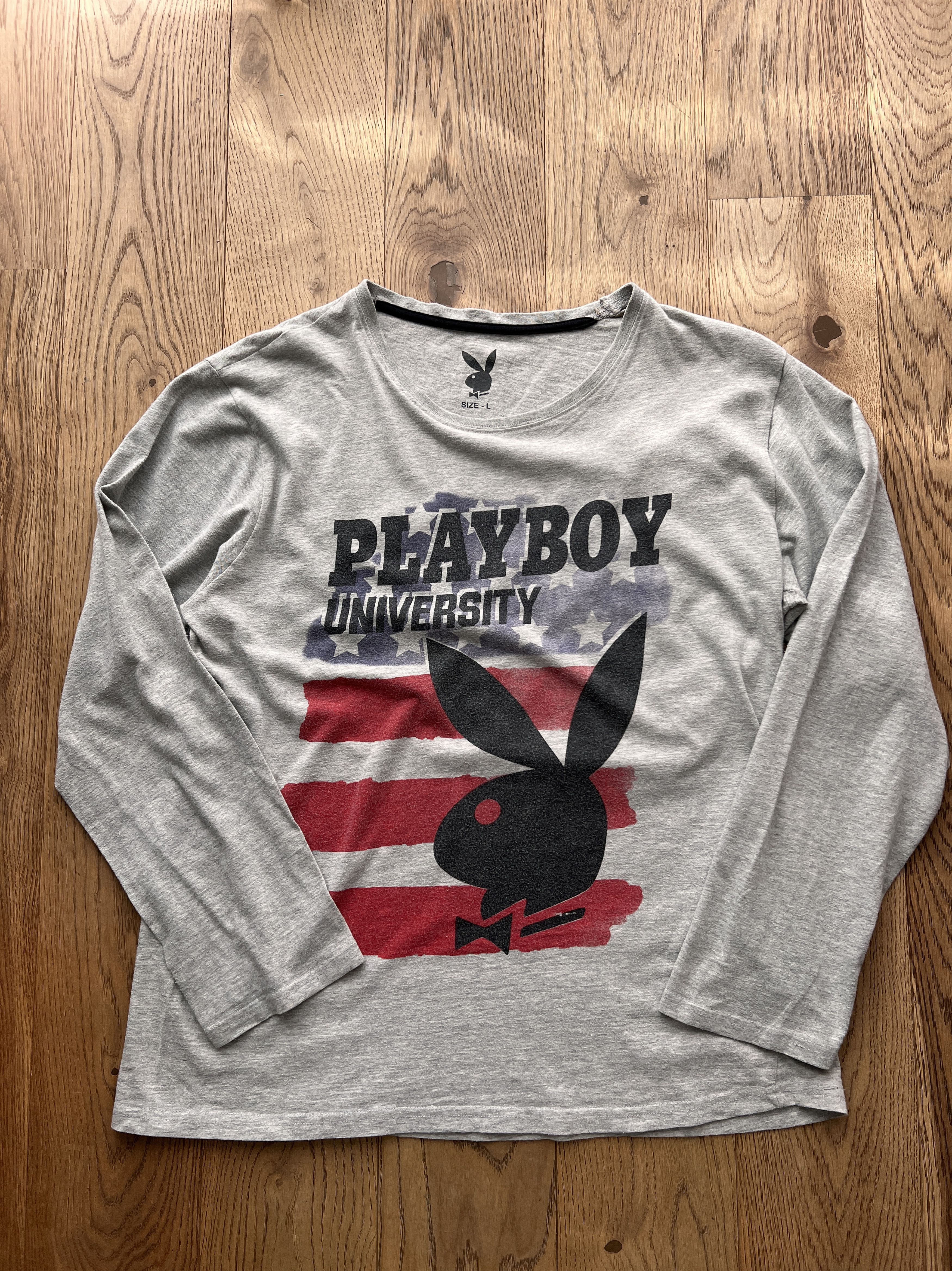 Playboy Indie sleaze Y2K Playboy USA longsleeve t shirt printed flag Size US L / EU 52-54 / 3 - 3 Thumbnail