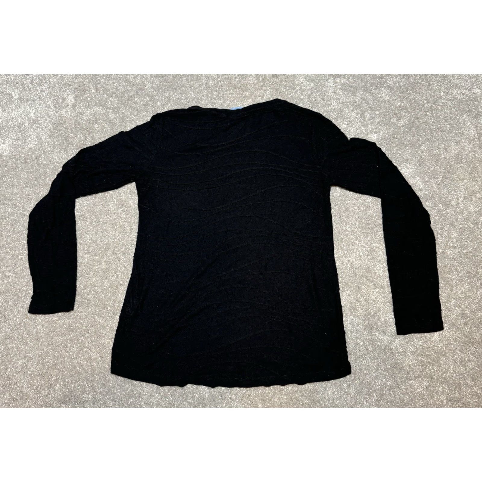 Vintage Vera Wang Simply Top Womens Small Blouse Long Sleeve Round Neck Black Solid Grunge Halloween Art Witchy Boho Womens Size S / US 4 / IT 40 - 2 Thumbnail