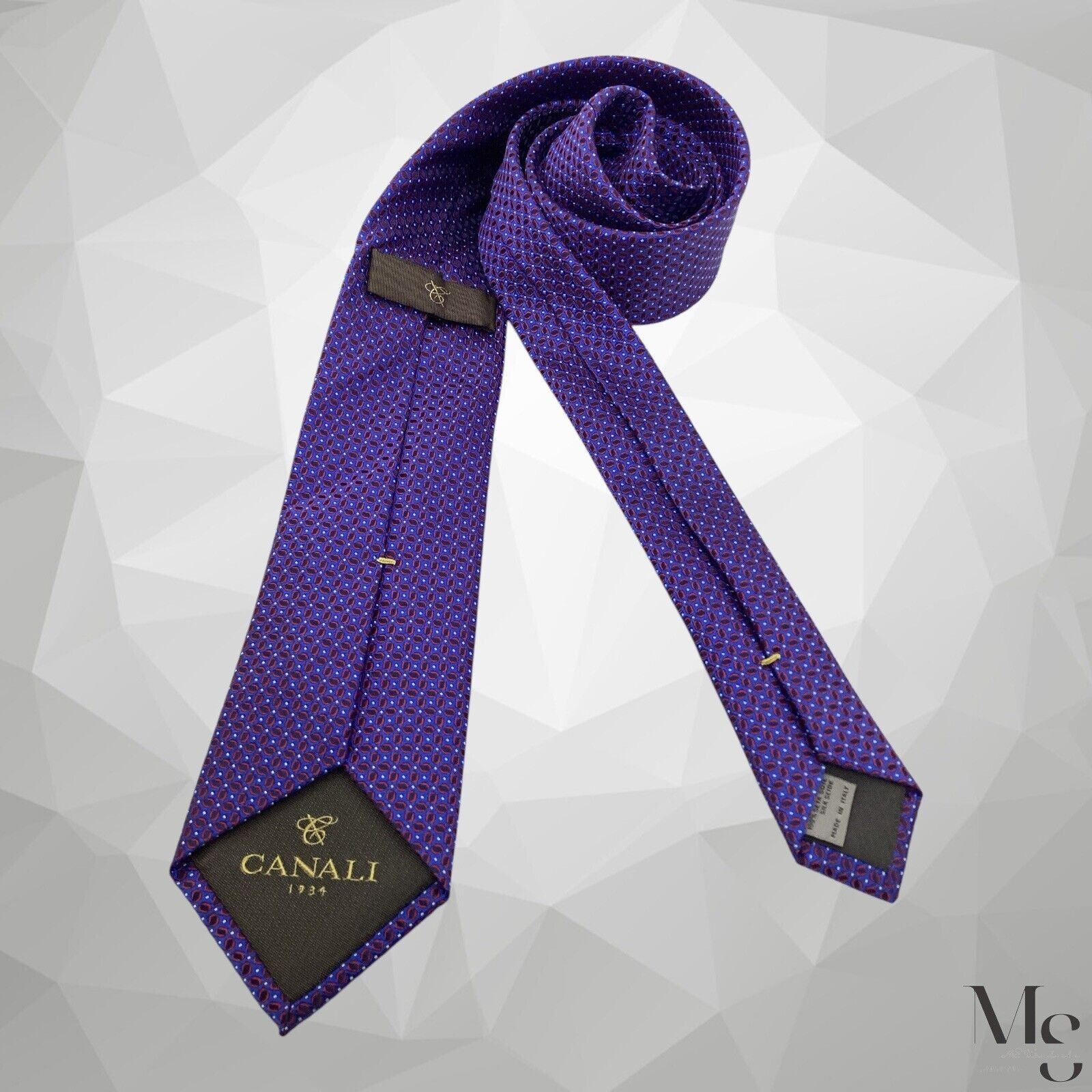 Canali CANALI 1934 Blue Geometric Silk Tie Made In Italy 59”- 3" EX Size ONE SIZE - 2 Thumbnail