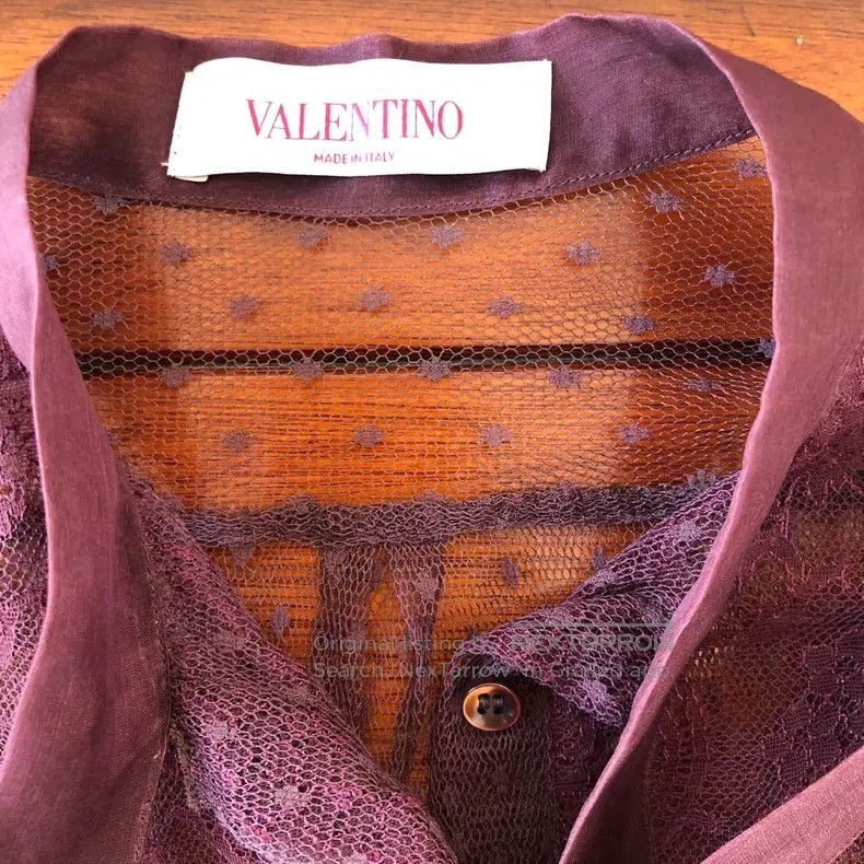 Valentino Valentino Burgundy lace shirt Size XS / US 0-2 / IT 36-38 - 4 Thumbnail