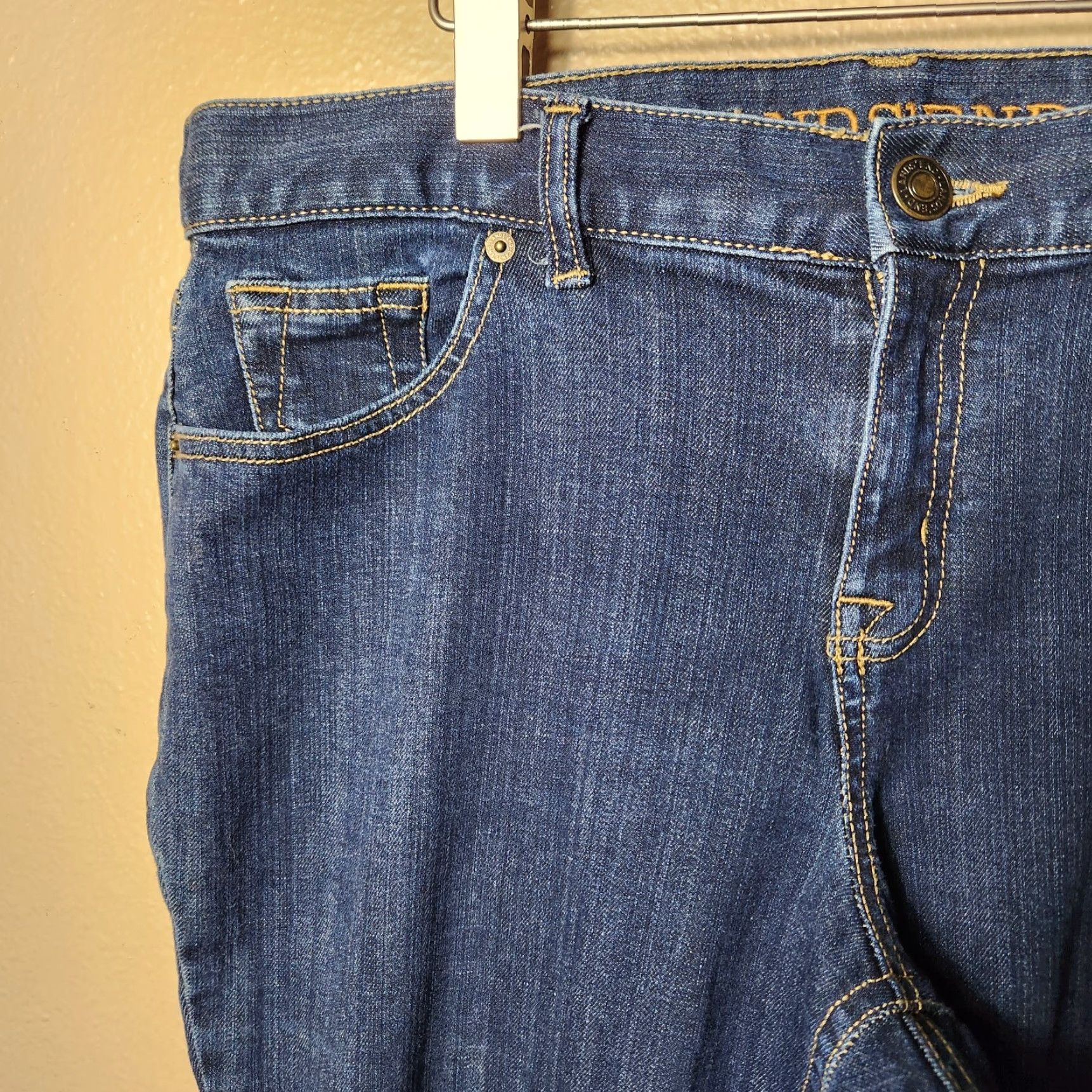 Lands' End Lands' End Jeans Bootcut Dark Wash Mid Rise 14 Women's Regular Blue Cotton Blend Denim Pants 31.5" Inseam Size 36" / US 14 / IT 50 - 2 Thumbnail