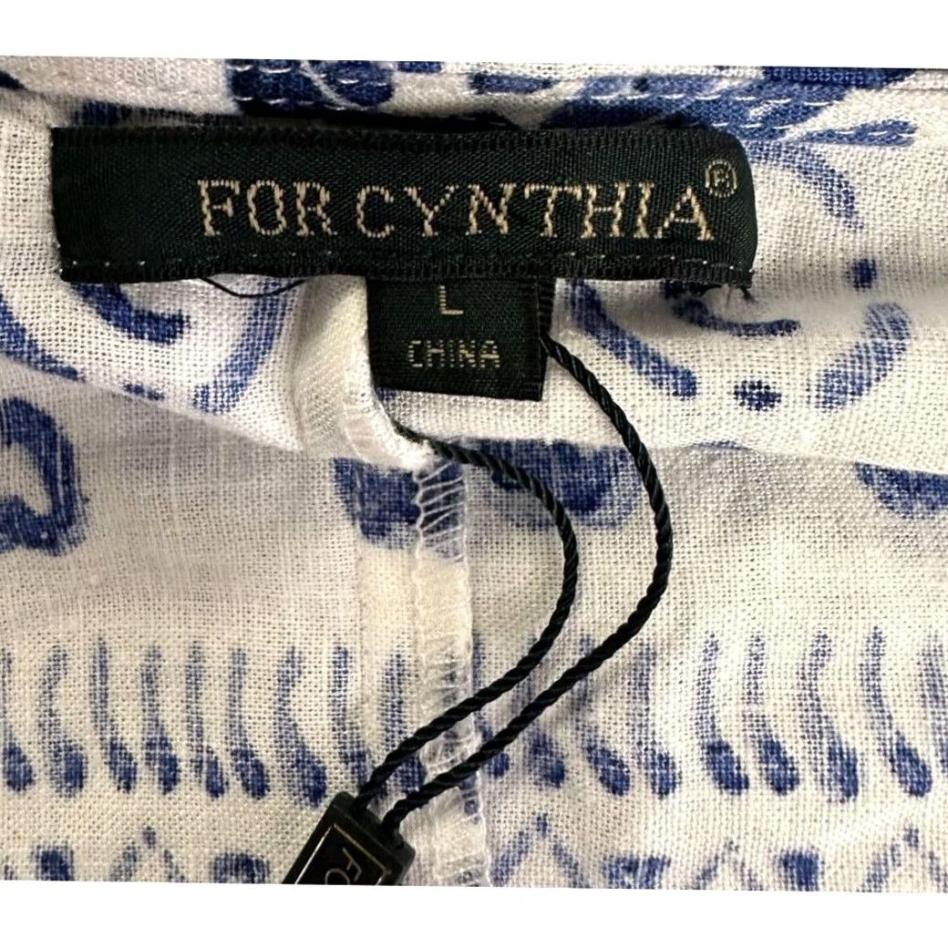 Vintage For Cynthia Top Shirt Women Large Oversized Blue Geometric Yatch Club Ladies NEW Size L / US 10 / IT 46 - 5 Thumbnail