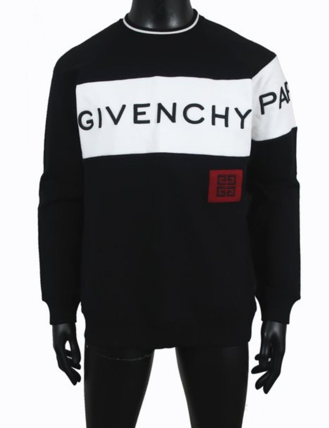 image of Givenchy Embroidered Logo Print Crewneck in Black/Bordeaux/White, Men's (Size Small)