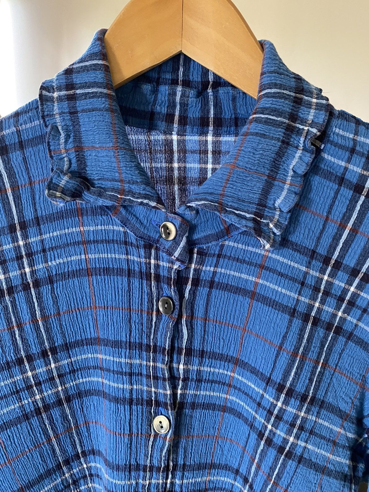 Tsumori Chisato TSUMORI CHISATO Blue Plaid Button Pleated Shirt Size M / US 6-8 / IT 42-44 - 4 Thumbnail