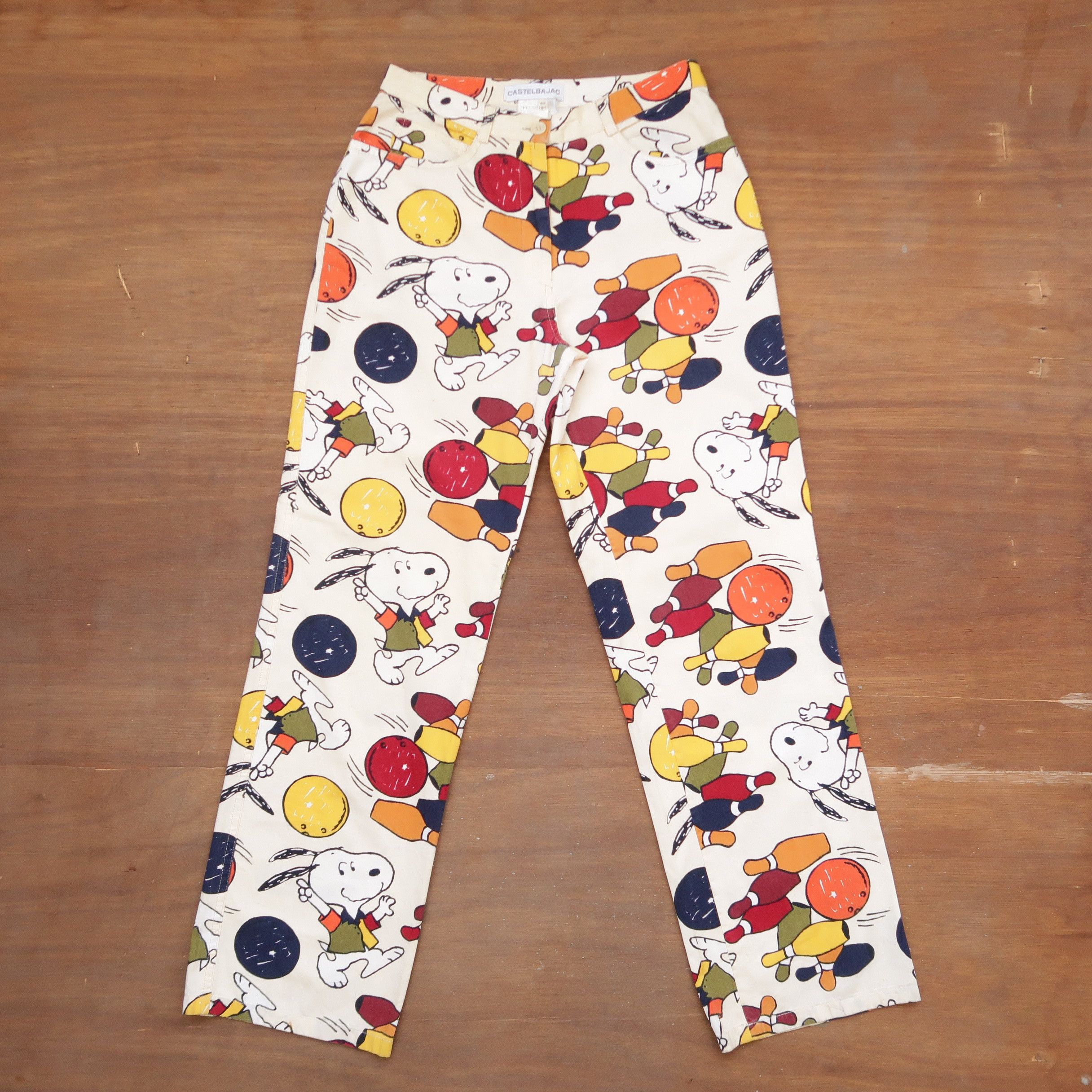Pre-owned Hysteric Glamour X Le Grande Bleu L G B Vintage 90's Castelbajac Peanuts Aop Pants In Beige