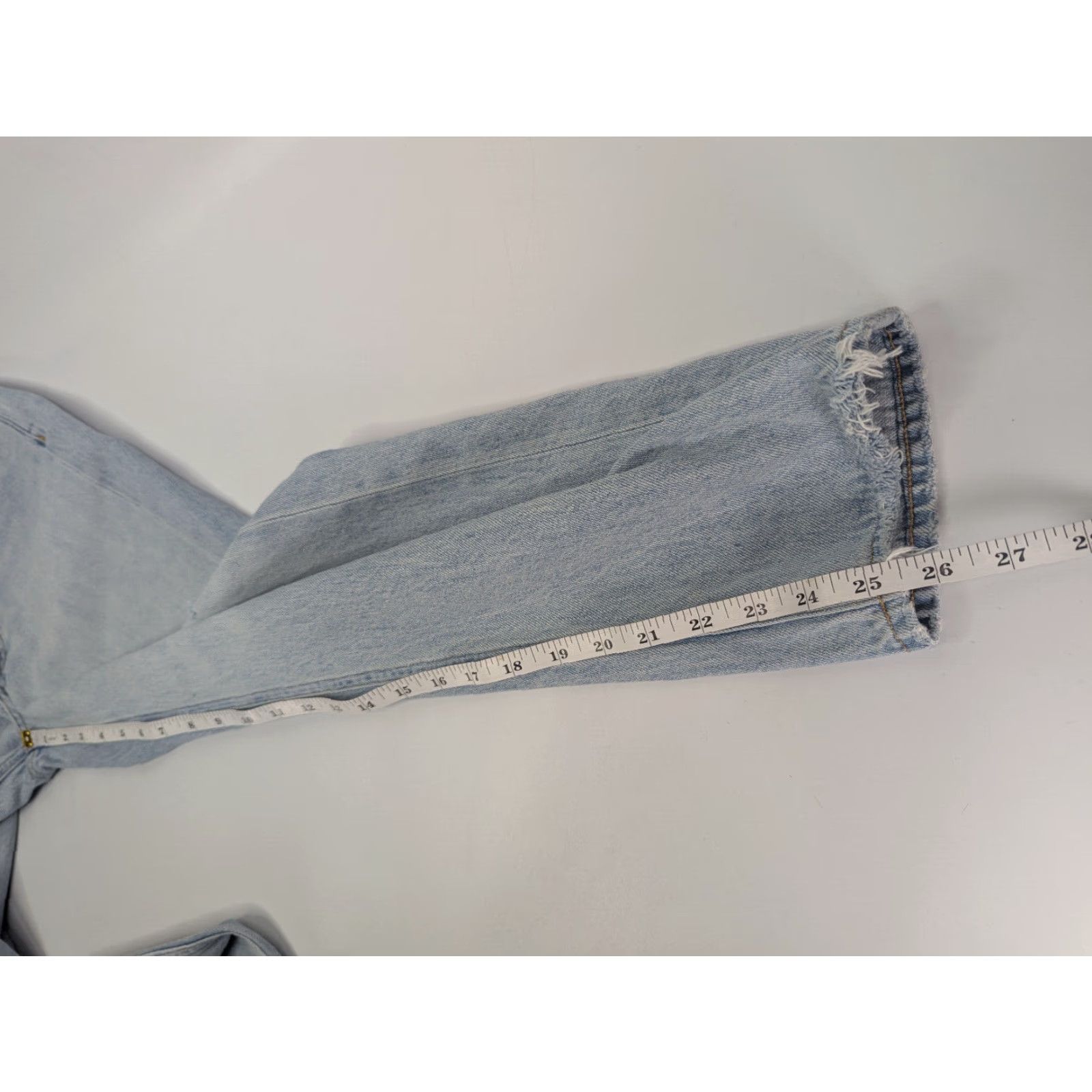 Agolde AGOLDE Riley High Rise Straight Crop Jeans Light Wash 26 A066B-983 Womens Jeans Distressed"} Size 28" / US 6 / IT 42 - 7 Thumbnail
