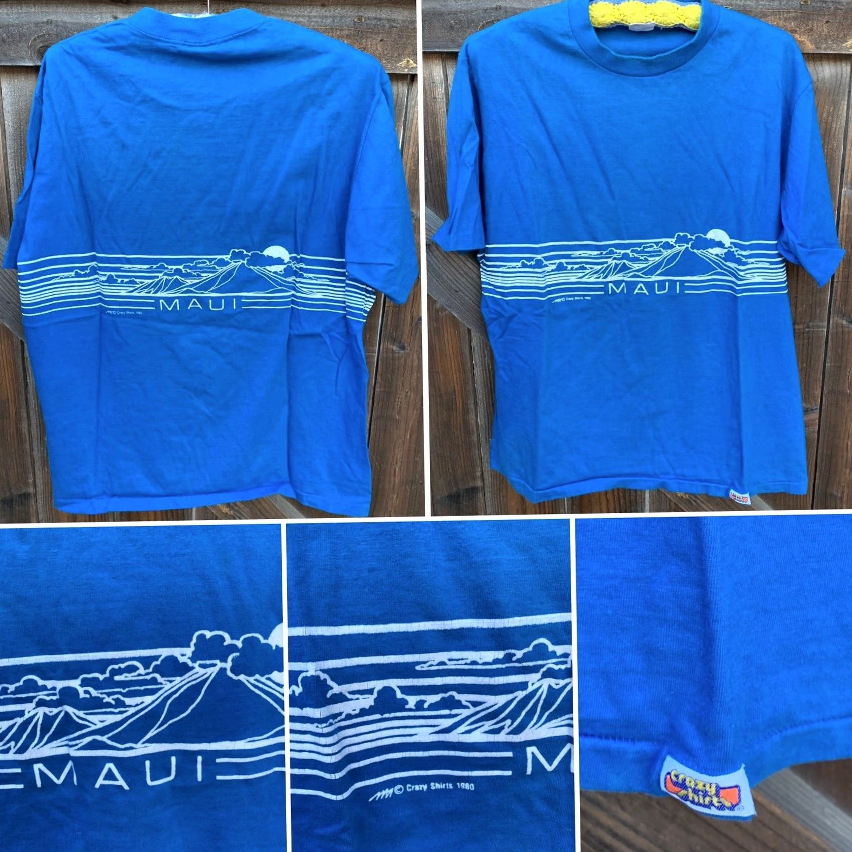 Vintage VINTAGE Crazy Shirts MAUI T-Shirt Hawaii 80s Blue X-Large XL Adult Size US XL / EU 56 / 4 - 4 Thumbnail