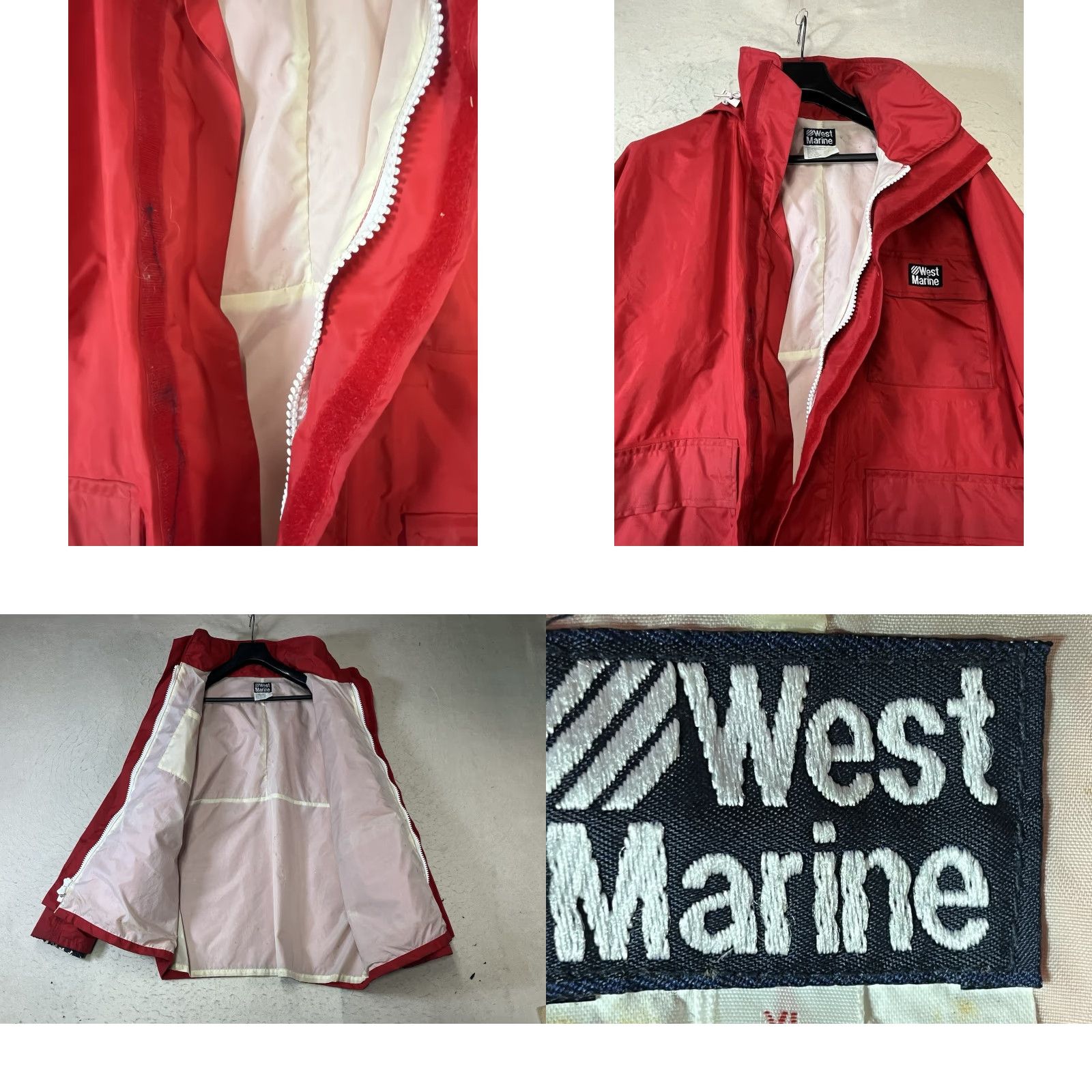 Nautica WEST MARINE 100% Nylon RED HOODED MEN'S XL Waterproof Jacket Rain Coat Men XL Red Nylon West Marine Nautical Gear Size US XL / EU 56 / 4 - 9 Thumbnail