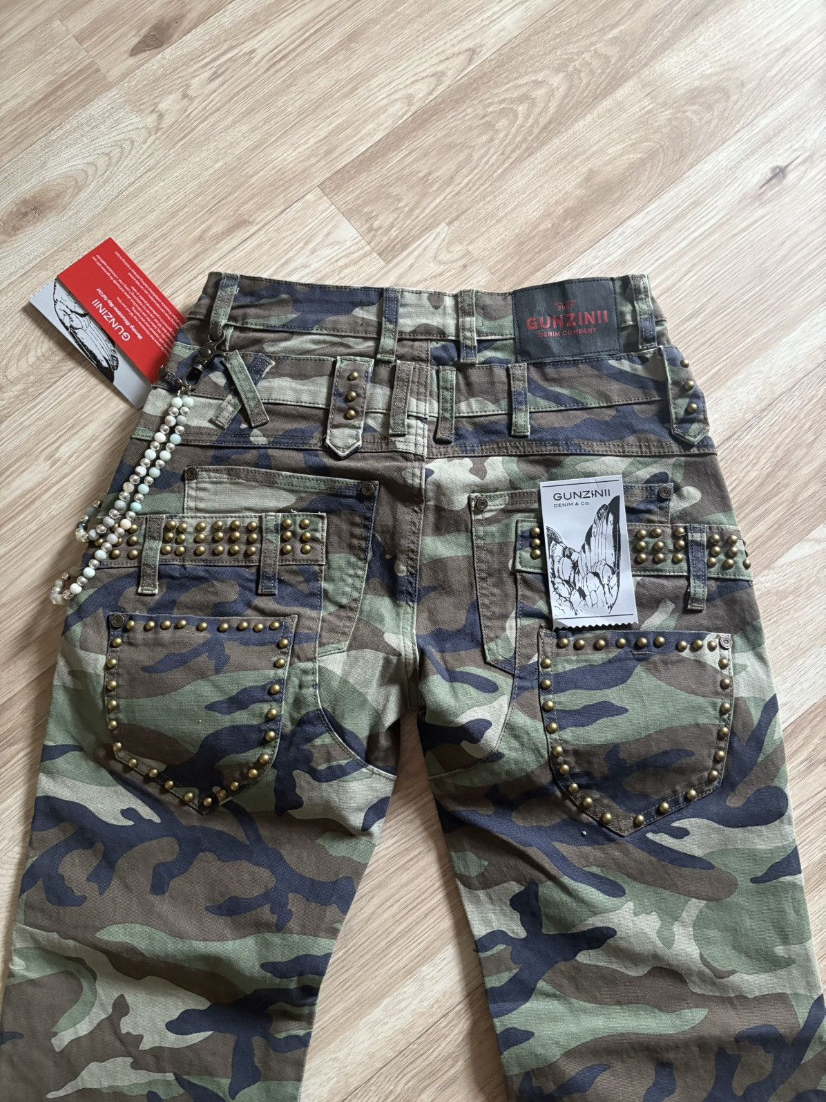 Gunzinii Studded Camo Pants w/ Wallet Chain Size 30 & 38
