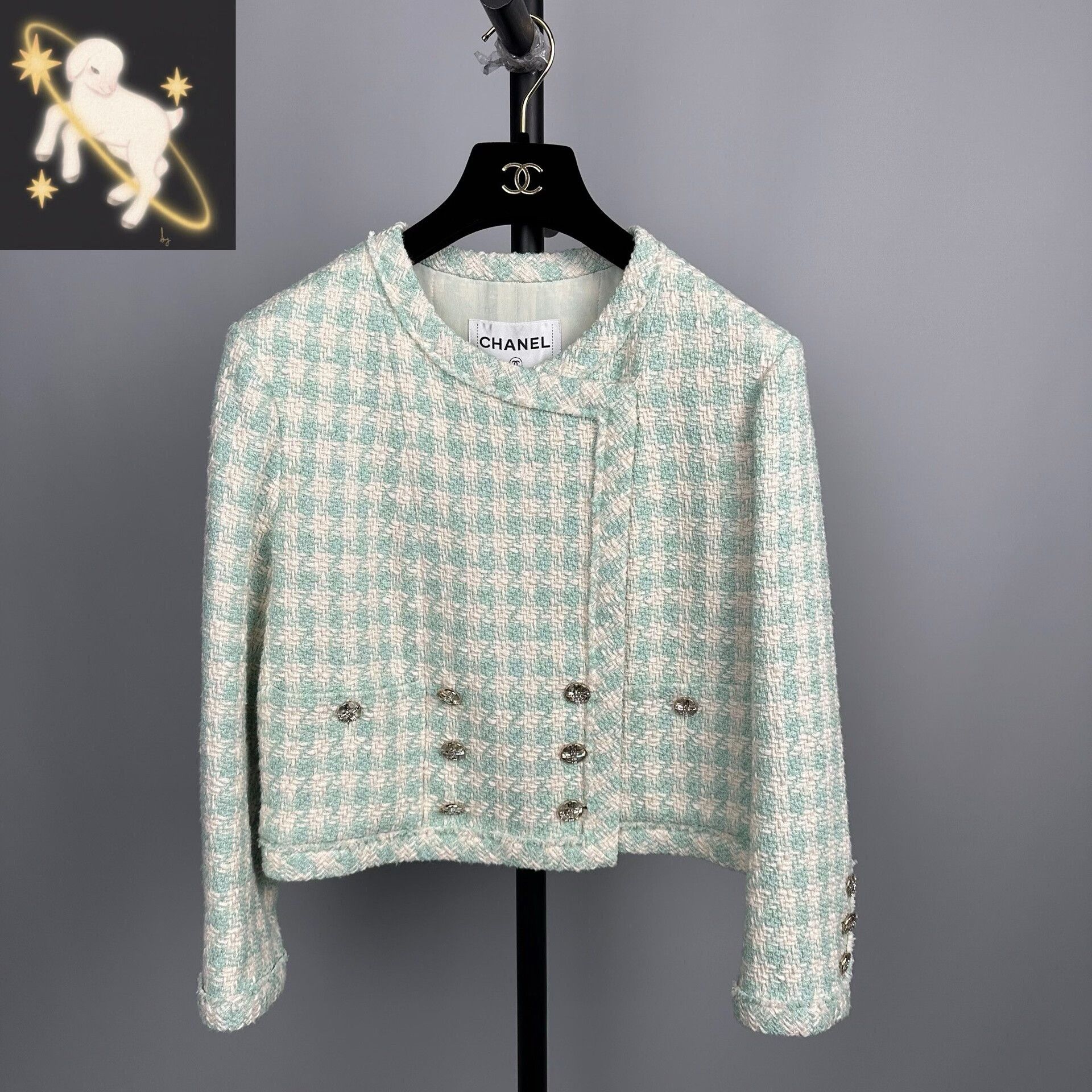 Chanel Chanel 23S Mint Green Tweed Short Coat Size S / US 4 / IT 40 - 1 Thumbnail