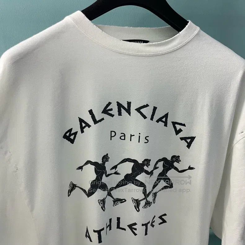 Balenciaga Balenciaga White marathon white logo0 printed short-sleeve Size US S / EU 44-46 / 1 - 3 Thumbnail