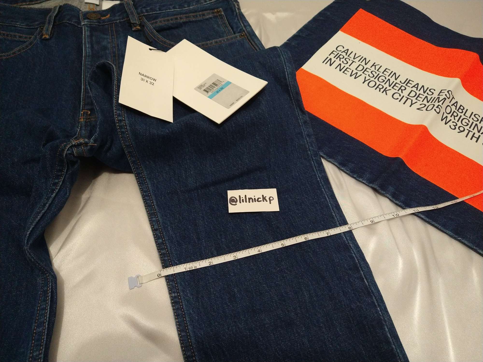 Calvin Klein 205W39NYC EST. 1978 Narrow Leg Apollo Blue Jeans Size US 31 - 9 Thumbnail