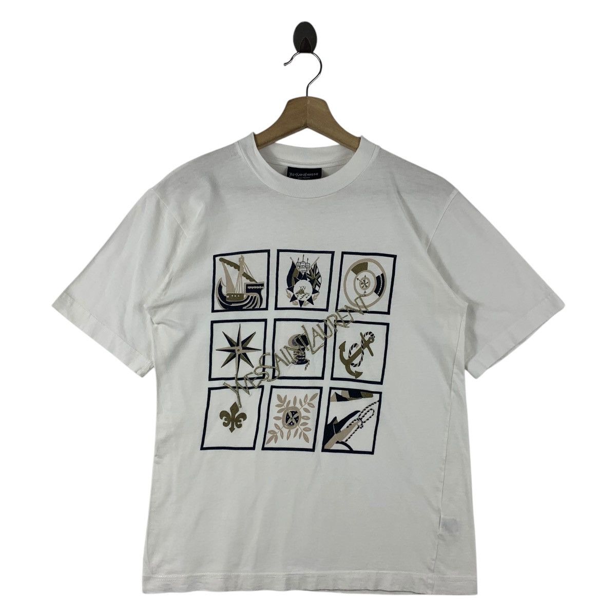 Vintage YVES SAINT LAURENT big logo printed tee