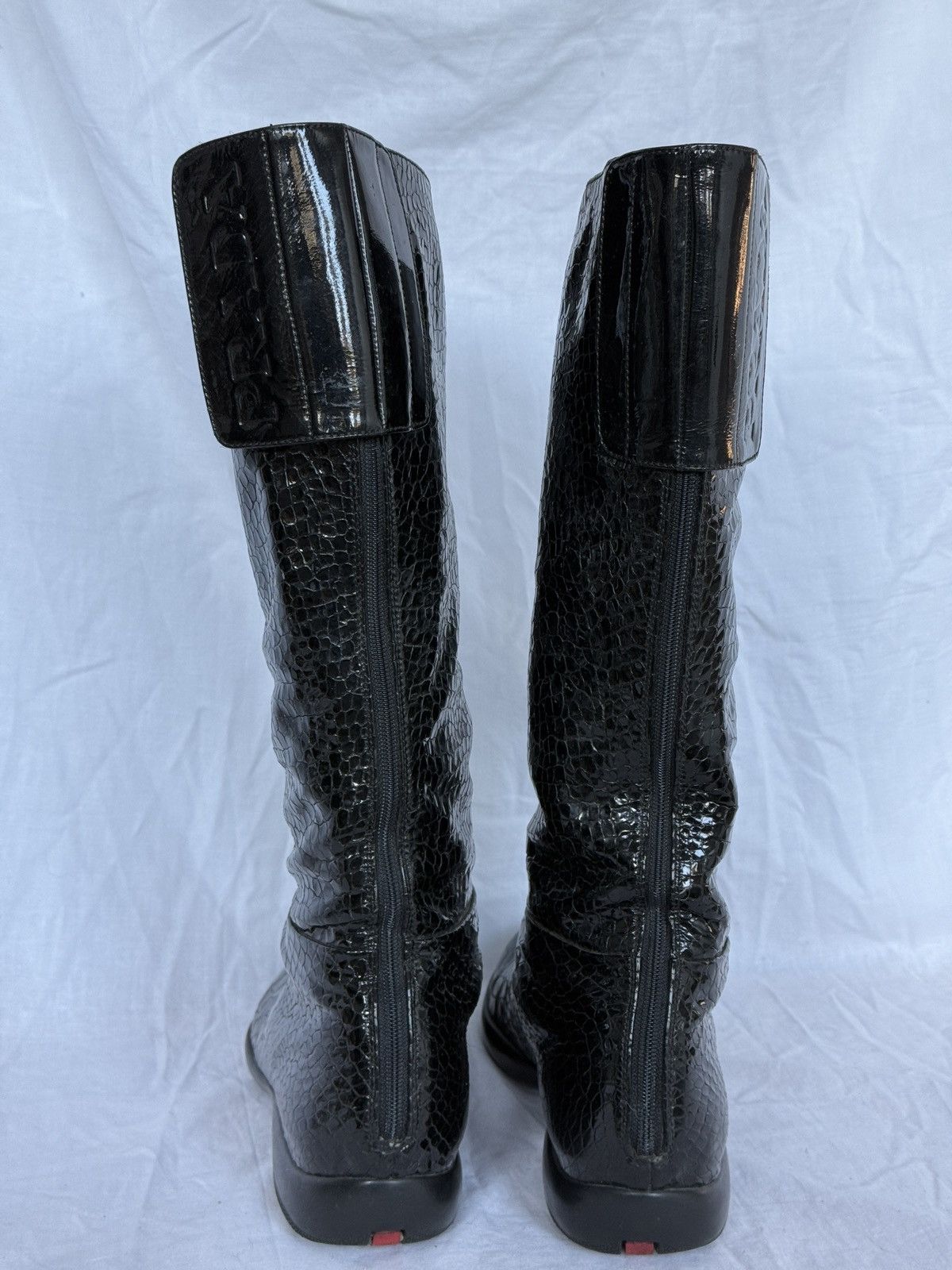 Prada Vintage Prada Linea Rossa Black Patent Leather High Boots Size US 8 / IT 38 - 9 Thumbnail