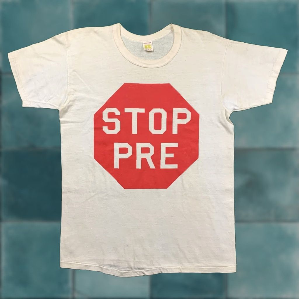 Nike VINTAGE Nike STOP PRE 1972 T Shirt OG Rare Geisha Rap Hike Track 70s 70s XL White Cotton Graphic Tee Unisex Mens Womens Boys Girls Size US XL / EU 56 / 4 - 1 Thumbnail