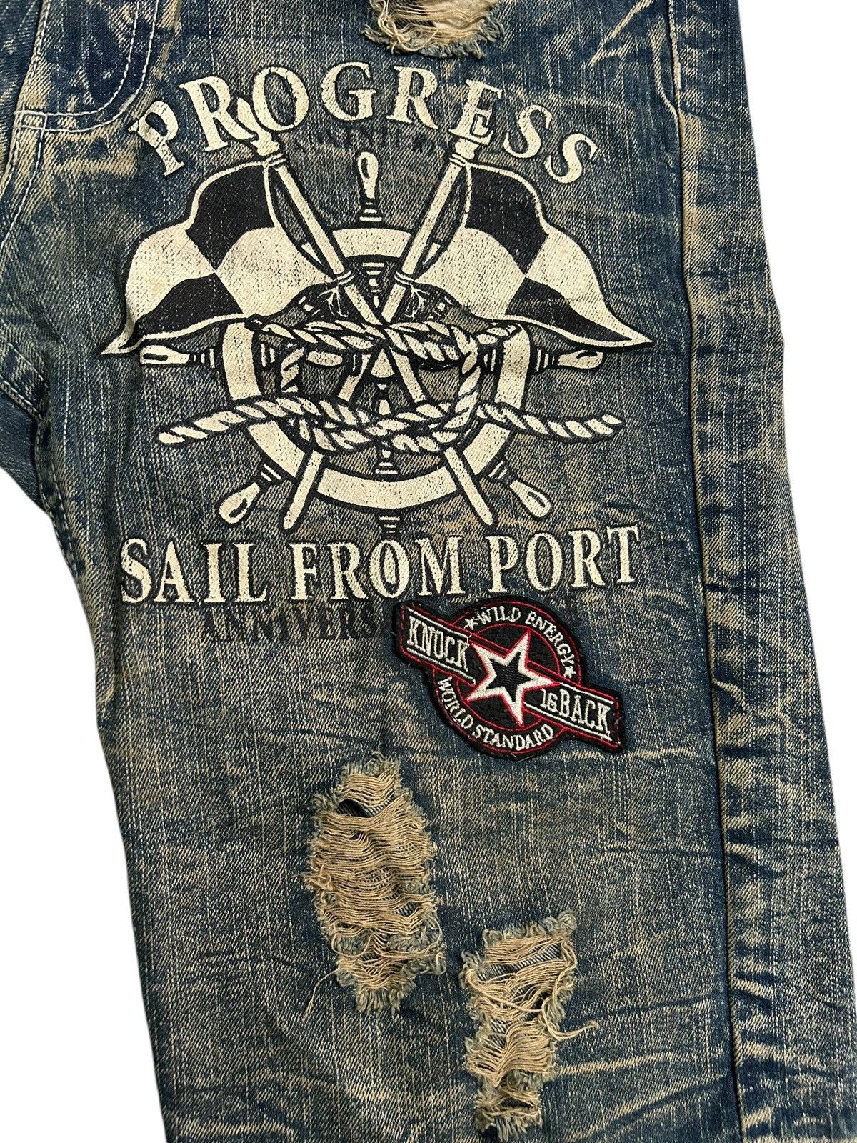 If Six Was Nine × Japanese Brand × Le Grande Bleu (L.G.B.) Japanese Punk Bondage Distressed Style Short Denim Rare ☠️☠️🎌🎌 Size US 34 / EU 50 - 4 Thumbnail