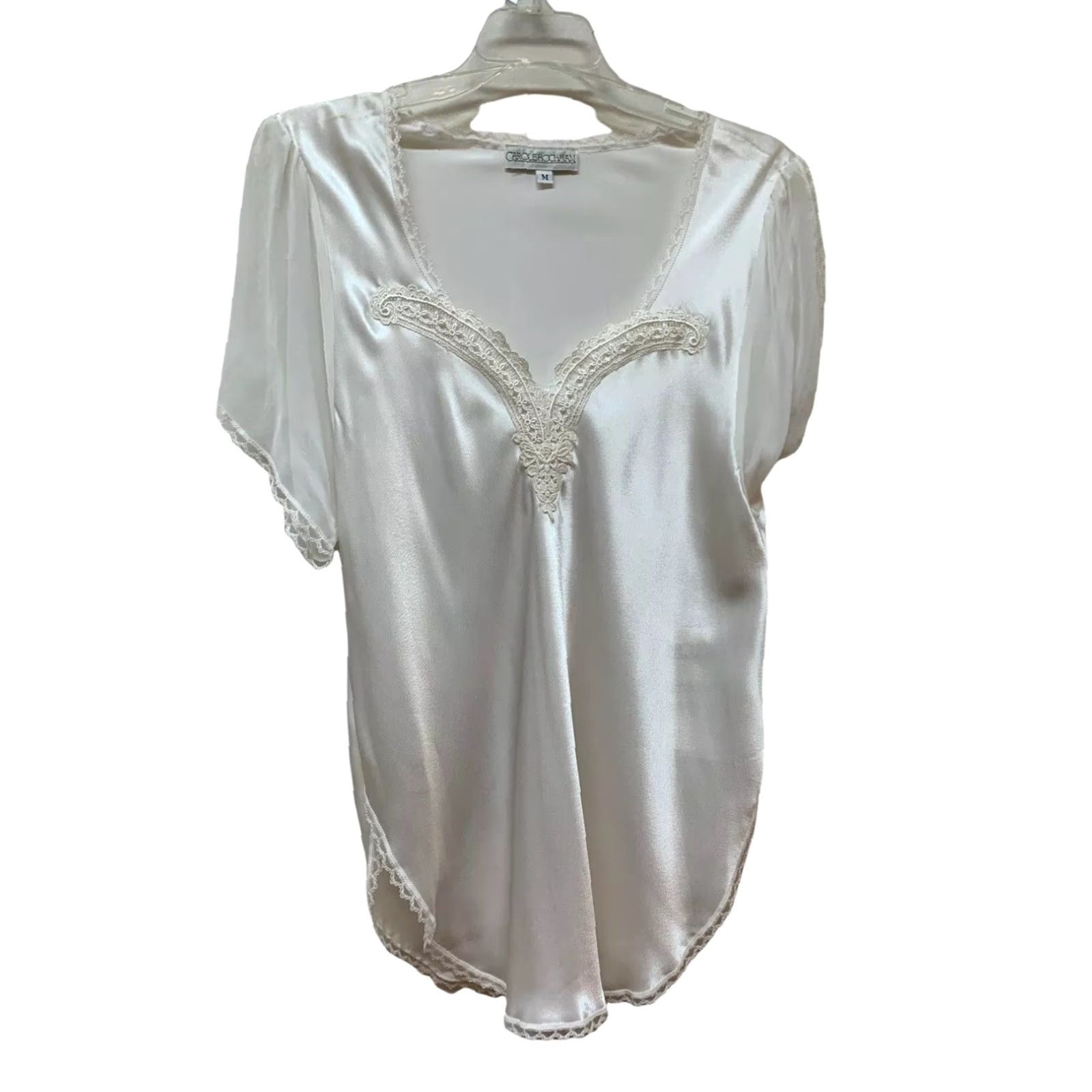 Vintage VINTAGE Carole Hochman Peignoir Set Camisole & Robe Silk Satin Retro Glam NEW NOS Union Made White M Womens Size ONE SIZE - 4 Thumbnail