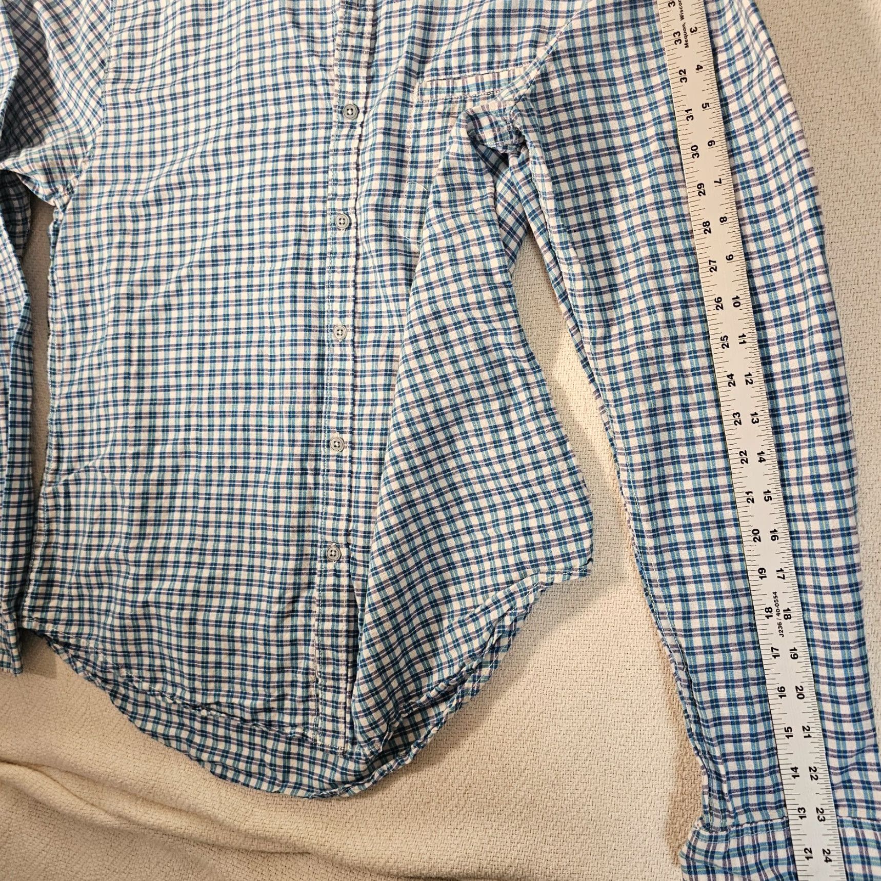 Vintage Max Button Down Shirt Plaid Men 2XL Slim Long Sleeve Cotton Linen Size US XXL / EU 58 / 5 - 6 Thumbnail