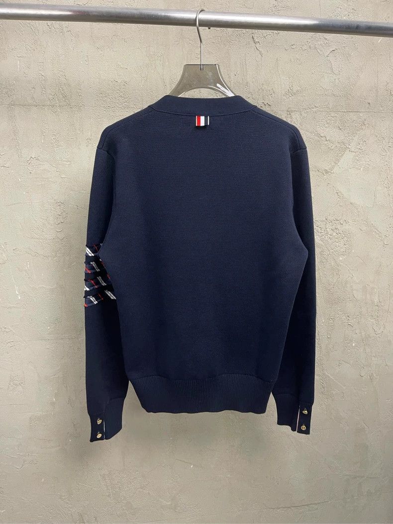 Thom Browne Thom browne Dark blue gold buckle patch four-striped knitte Size US XS / EU 42 / 0 - 2 Thumbnail