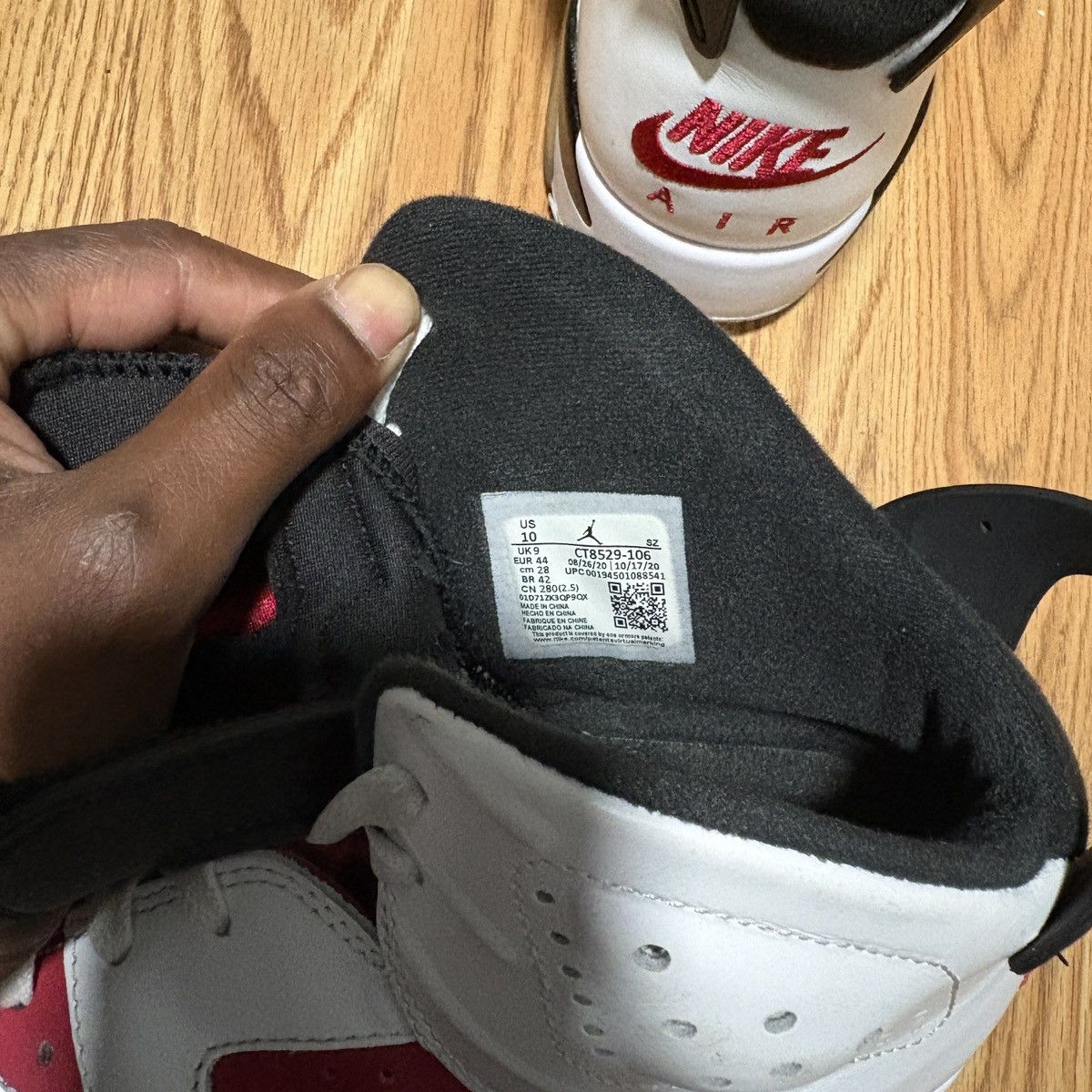 Jordan Brand Jordan 6 Retro Carmine (2021) Size US 10 / EU 43 - 3 Thumbnail
