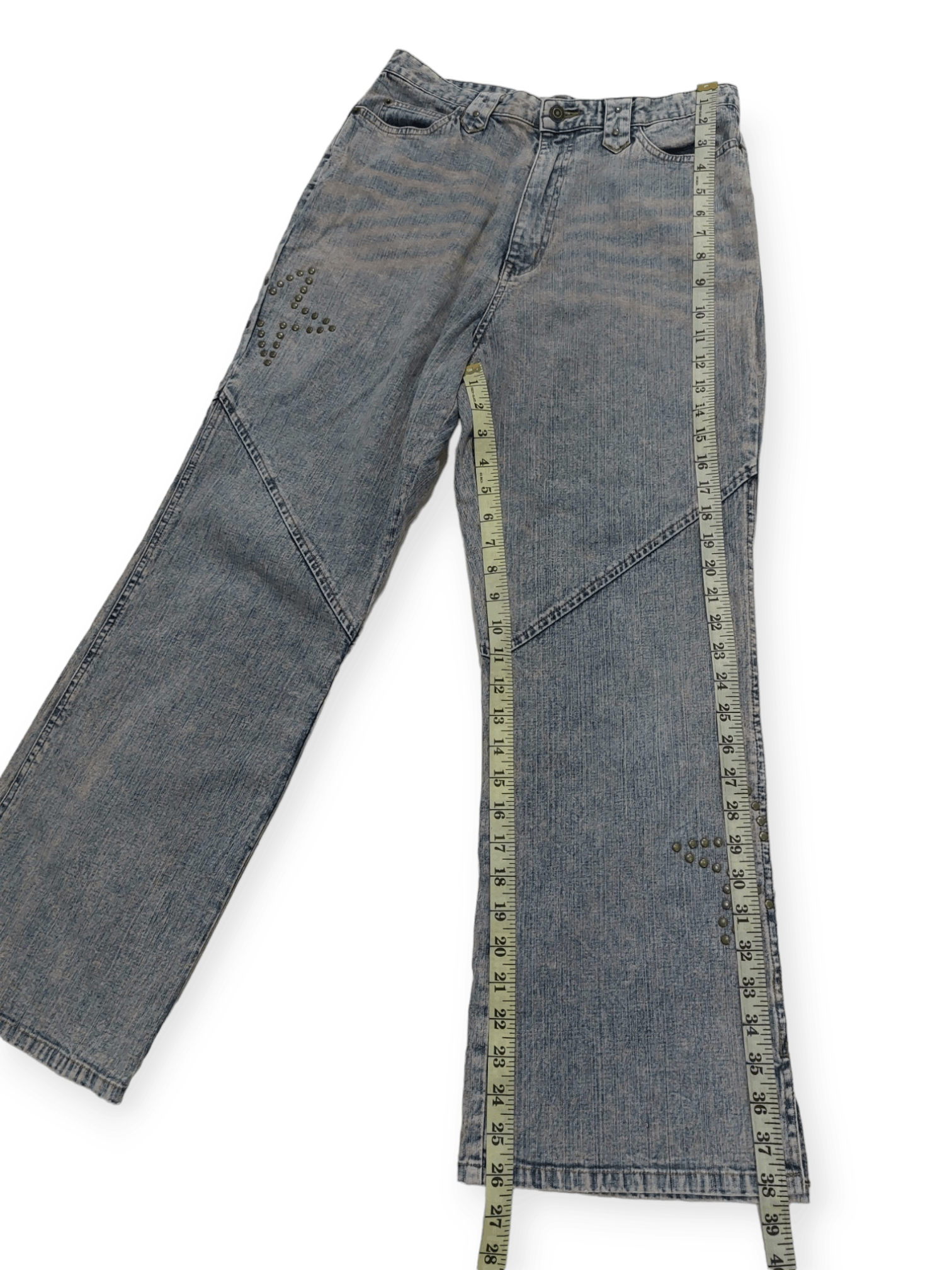 Japanese Brand Livre Claire Baggy Star Patched Denim Size US 27 - 10 Thumbnail