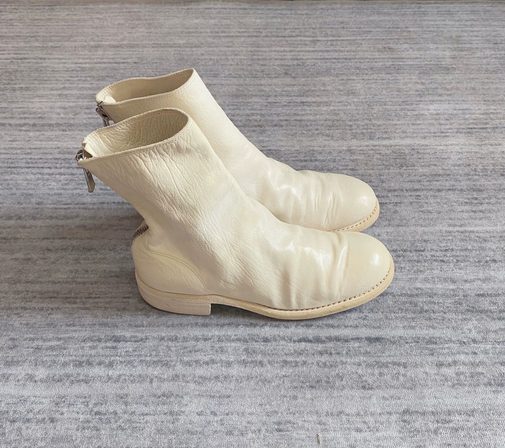 Guidi Guidi White 986 Horsehide Back Zip Low Heel Boots 37.5 9.0/10 Size US 7 / IT 37 - 2 Thumbnail