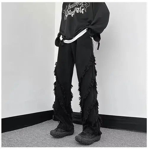 Japanese Brand Men Solid Ragged Edge Straight Jeans Size US 32 / EU 48 - 2 Thumbnail