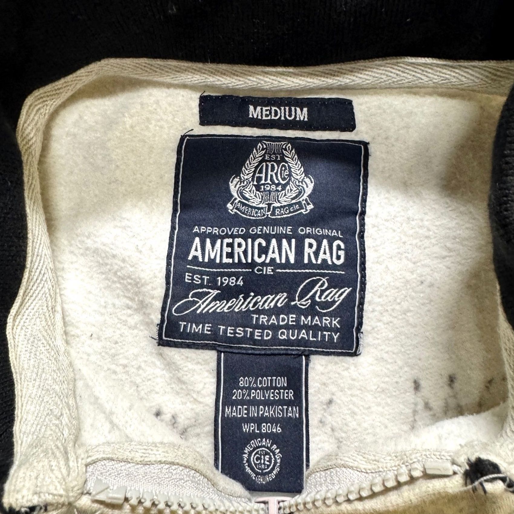Vintage VINTAGE American Rag Jacket Mens Medium Full Zip Cotton Blend Striped White Stained Distressed Flaws Size US M / EU 48-50 / 2 - 3 Thumbnail