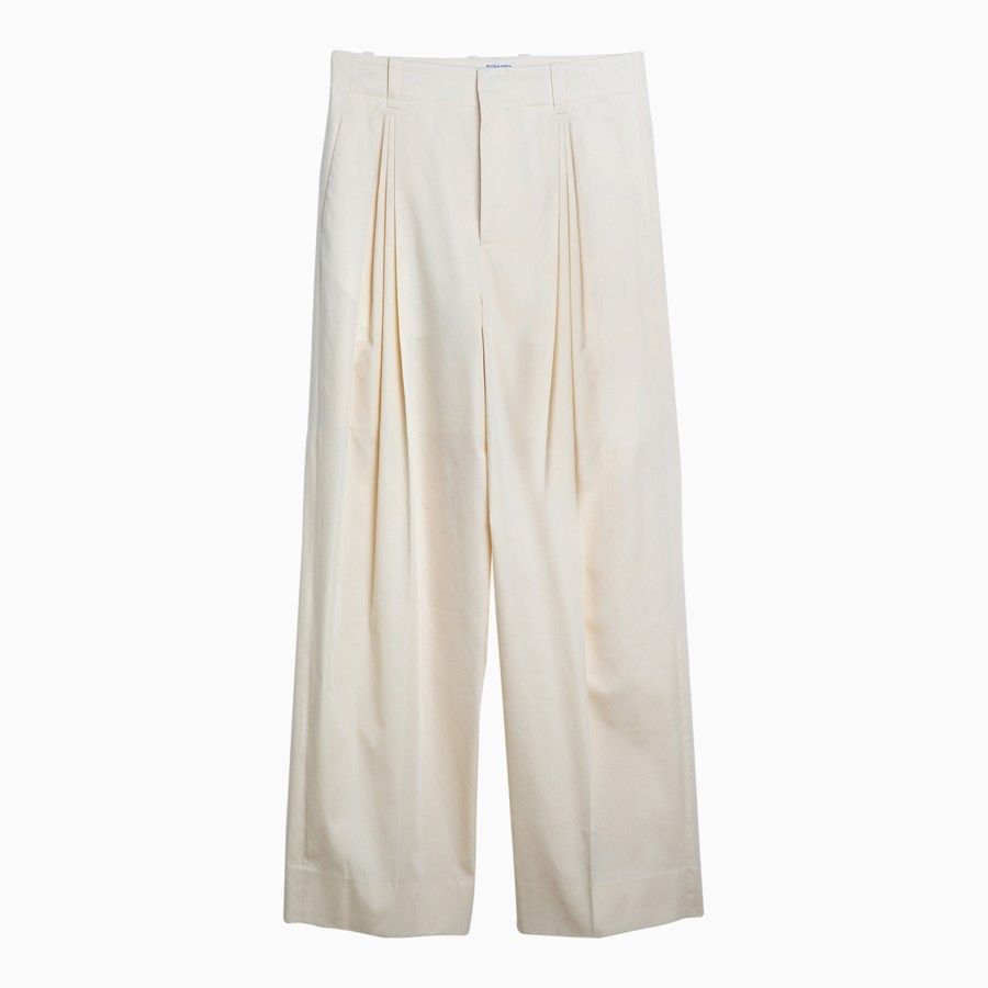 Bottega Veneta o1d2blof0824 SilK Trousers in Beige Size 26" / US 2 / IT 38 - 1 Thumbnail