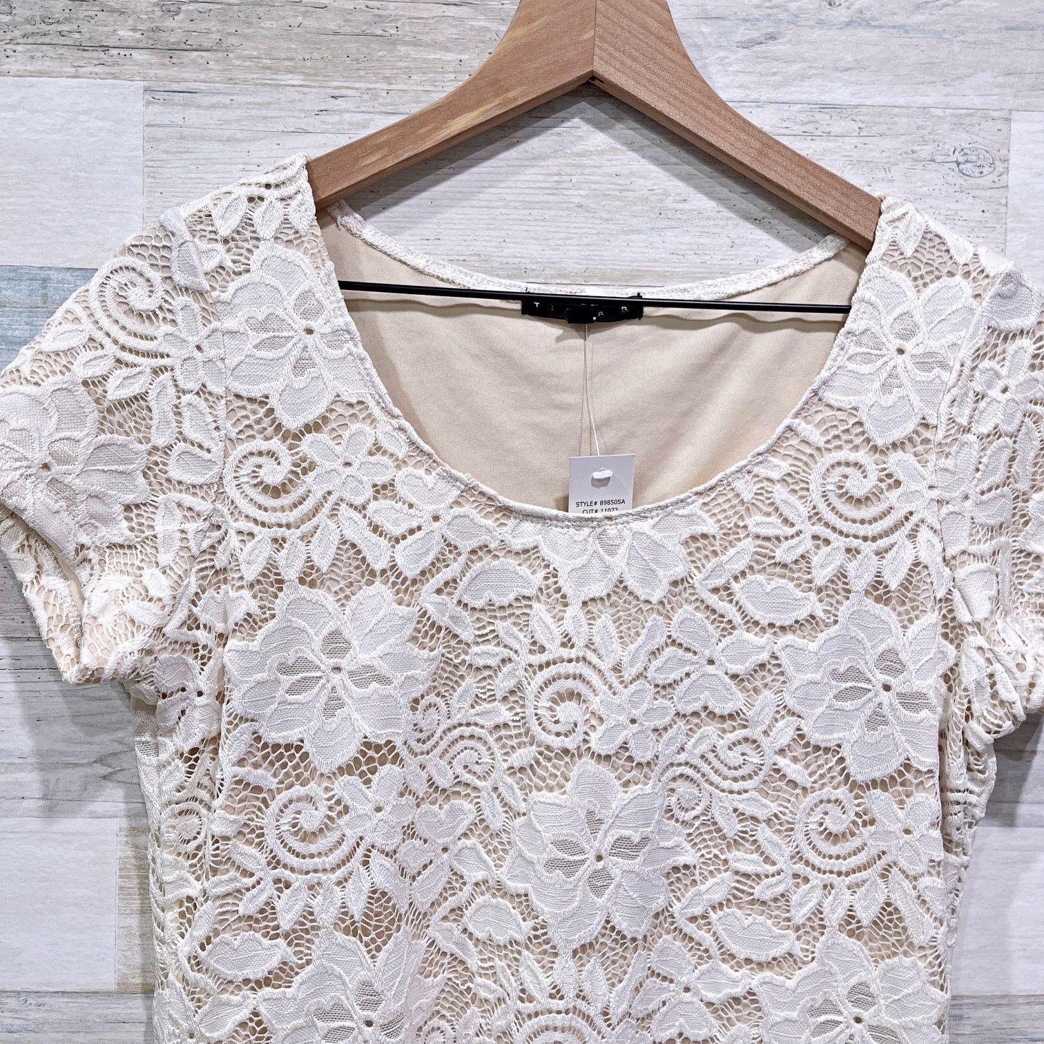Other Tiana B Floral Lace Short Sleeve Sheath Dress White Beige M Size M / US 6-8 / IT 42-44 - 2 Thumbnail