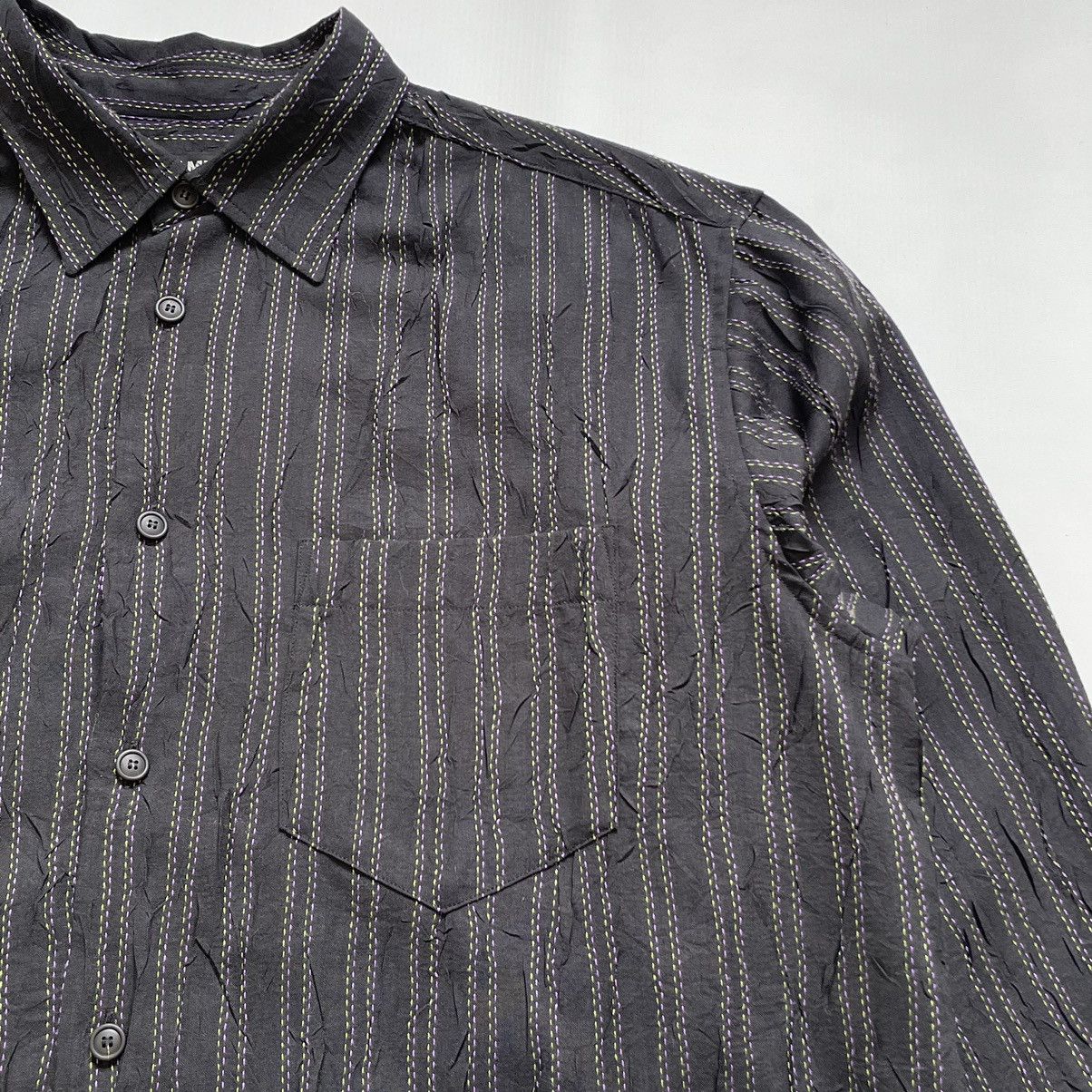 Issey Miyake Black Creased Nylon Multi Stitch Shirt Size US XL / EU 56 / 4 - 9 Thumbnail