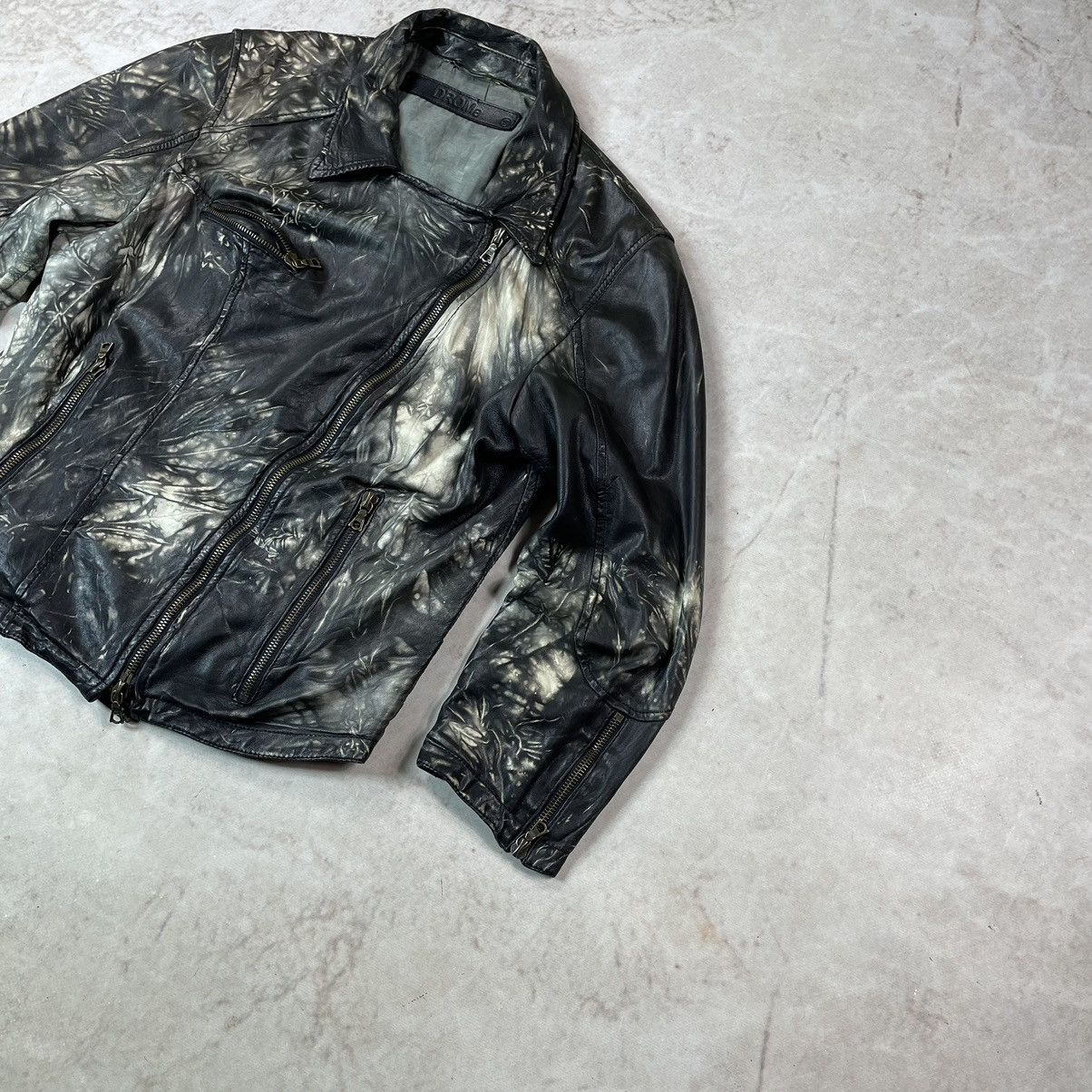 Drome DROMe Italy Printed Leather Biker Jacket Like Rick Owens Size S / US 4 / IT 40 - 3 Thumbnail