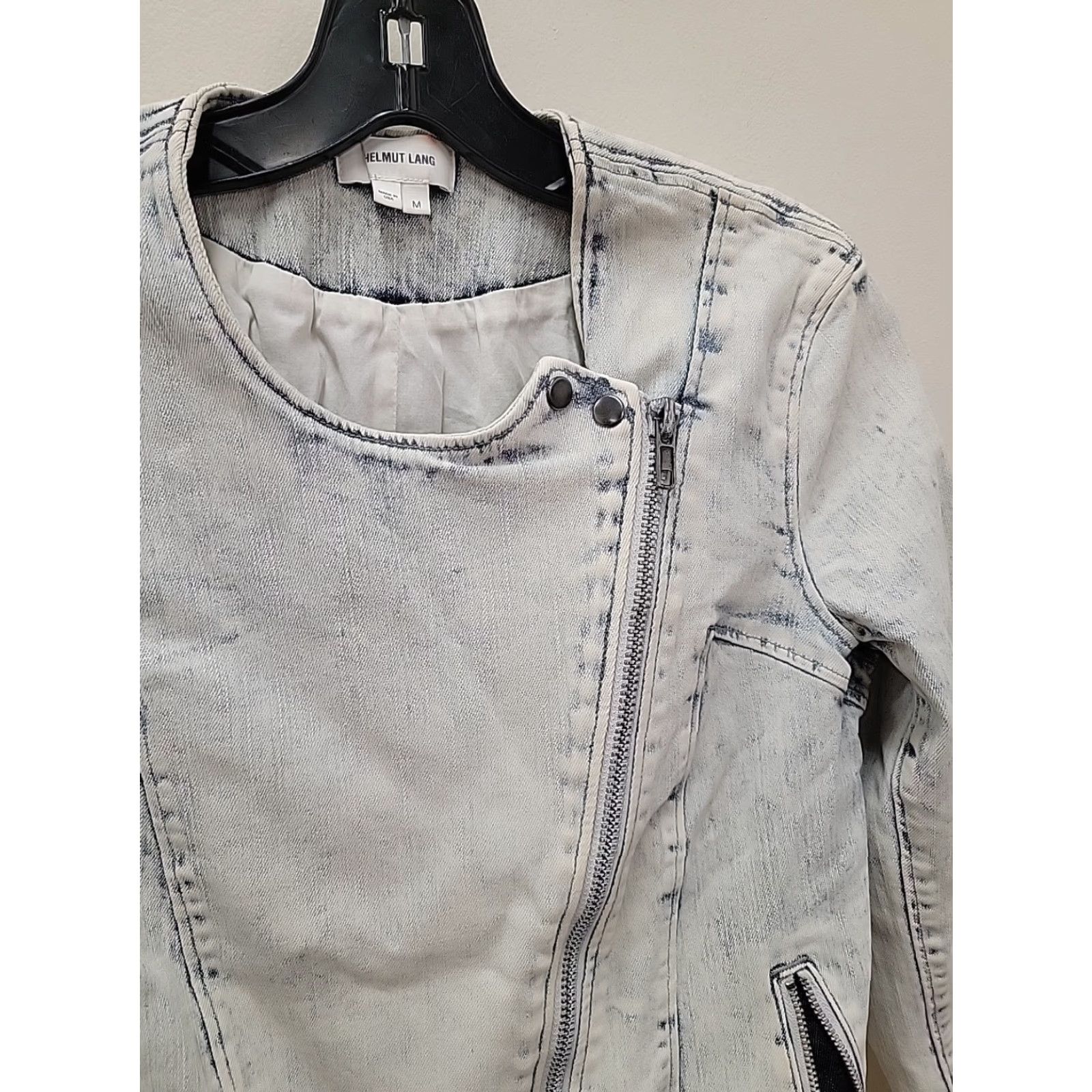 Helmut Lang VINTAGE HELMUT LANG Womens Jacket Front Asymmetrical Zip MEDIUM Denim Jacket Size M / US 6-8 / IT 42-44 - 3 Thumbnail