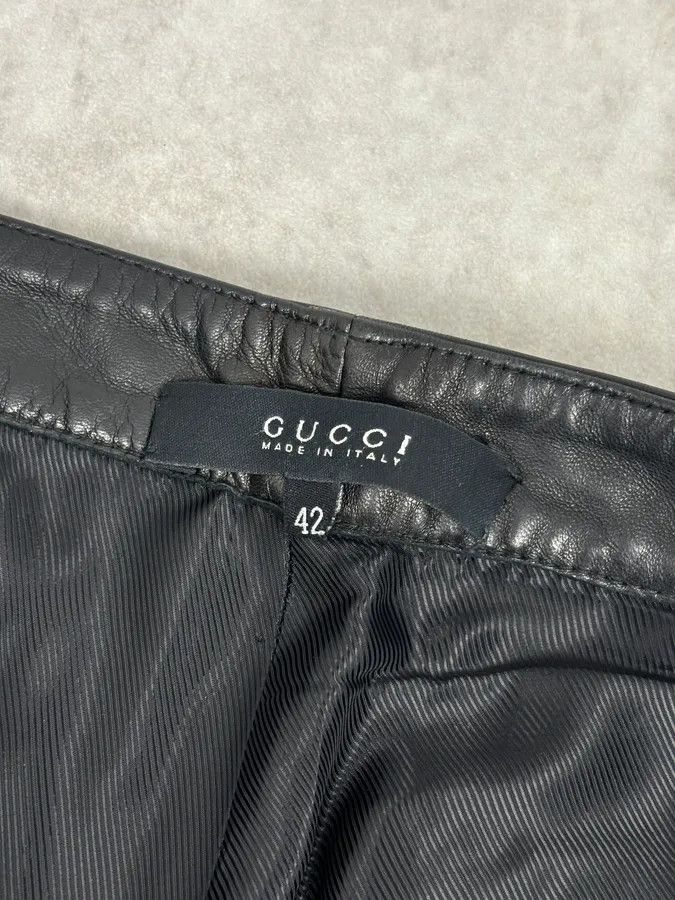 Gucci 2000s Gucci Black Minimalist Leather Slim Pants by Tom Ford Size US 30 / EU 46 - 11 Thumbnail