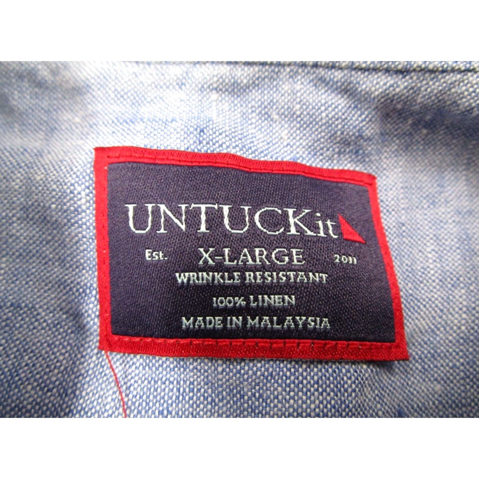 UNTUCKit UNTUCKit Mens Blue Linen Button Up Shirt Extra Large Short Sleeve Wrinkle Resistant Breathable Size US XL / EU 56 / 4 - 3 Thumbnail