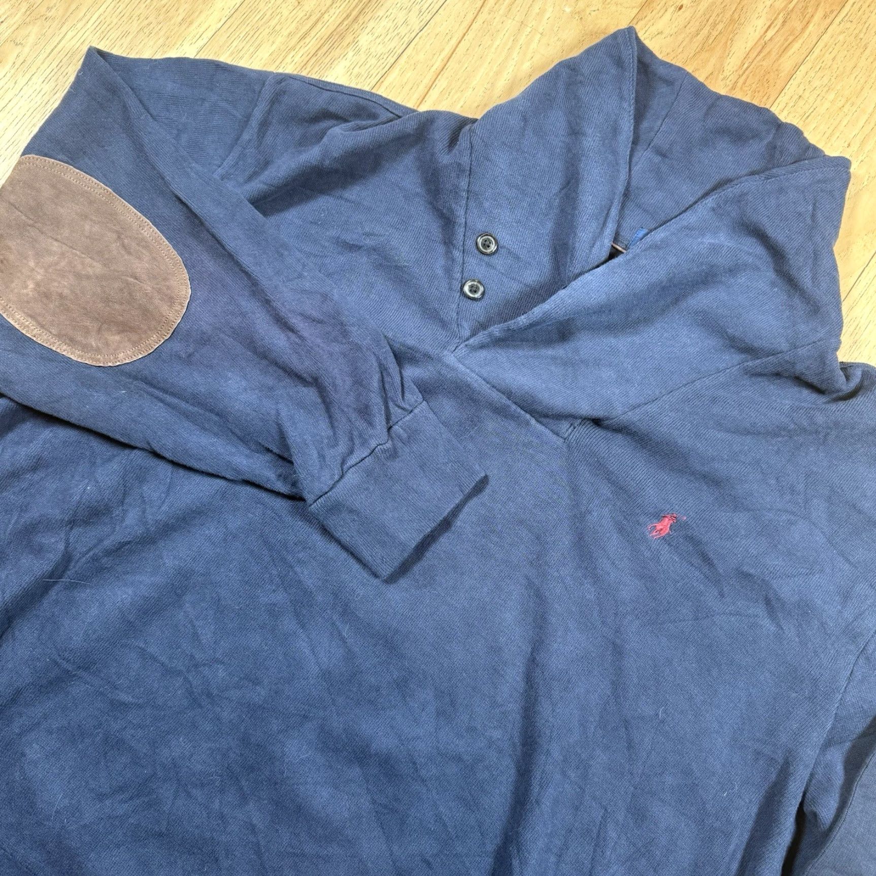 Ralph Lauren Ralph Lauren Polo Jersey Collared Wool Knit Sweater Mens 2XB Big & Tall Blue Rib Elbow Pads Pullover Size US XXL / EU 58 / 5 - 2 Thumbnail
