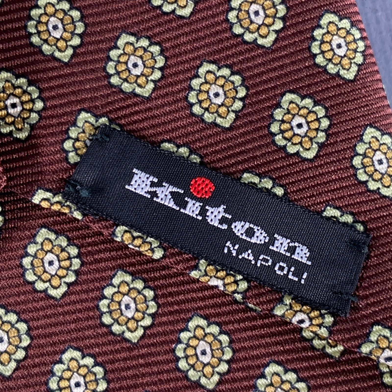 Kiton KITON Brown Yellow Abstract Floral Silk Tie Size ONE SIZE - 4 Thumbnail
