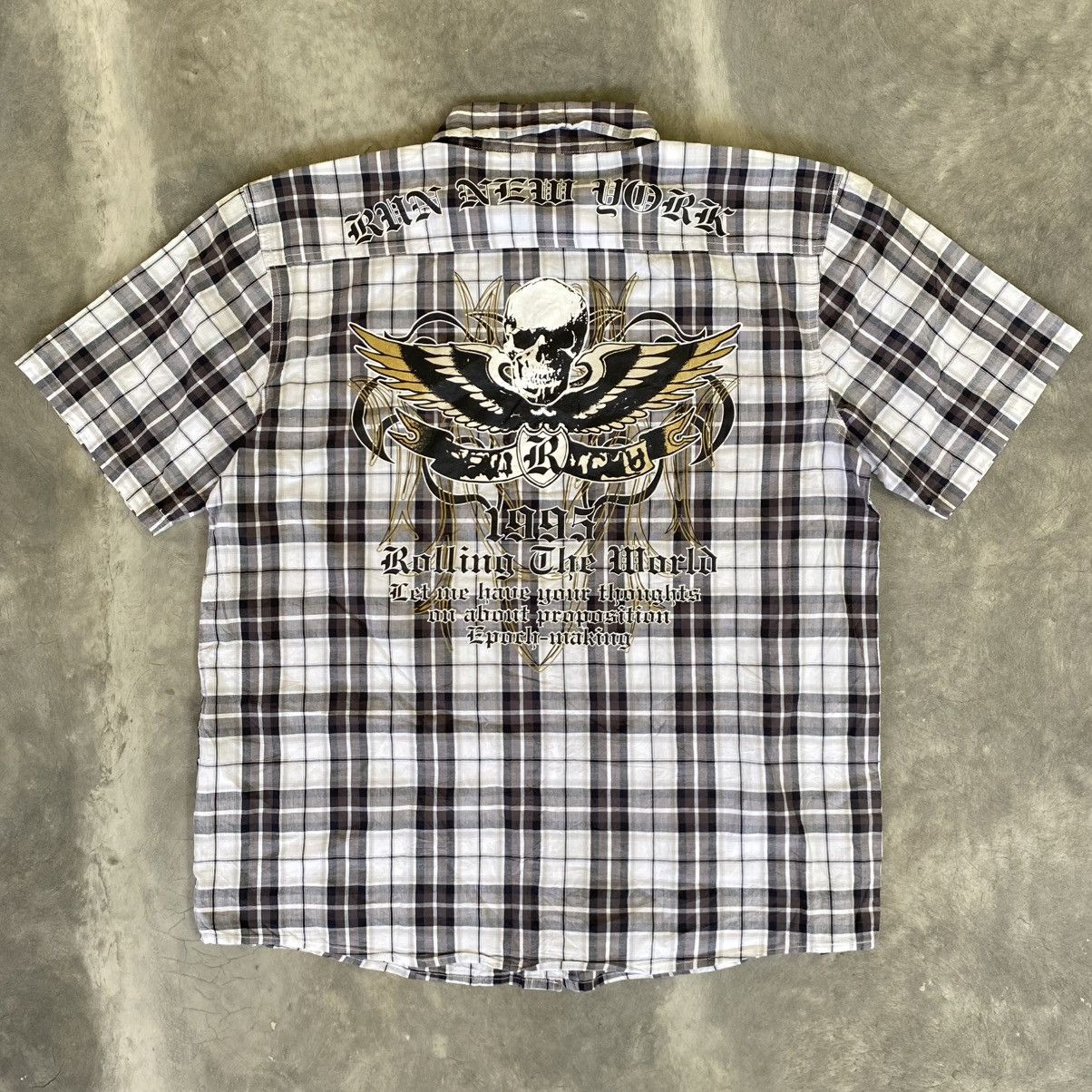 Hysteric Glamour 2000s R.N.Y Skull Checkered Shirt Size US L / EU 52-54 / 3 - 1 Thumbnail