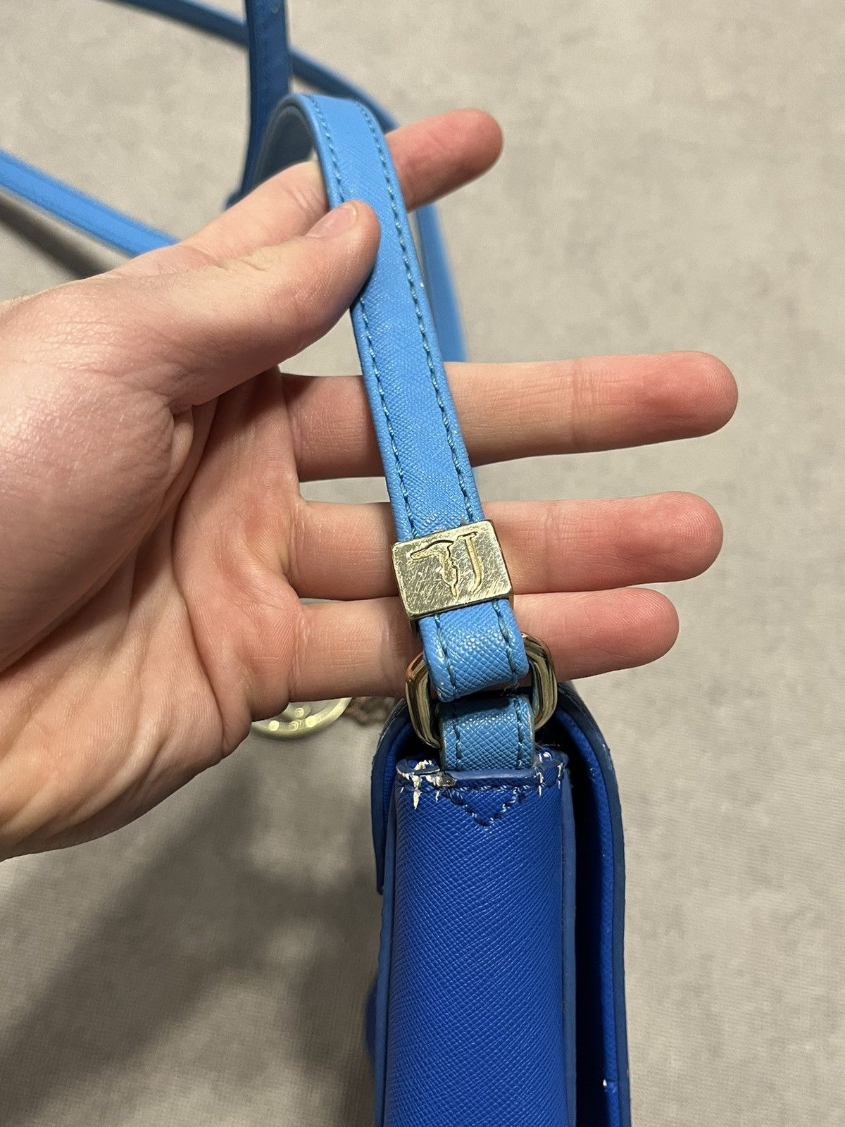 Trussardi Trussardi Jeans Womens Shoulder Bag Blue Logo Small Handle Size ONE SIZE - 12 Thumbnail