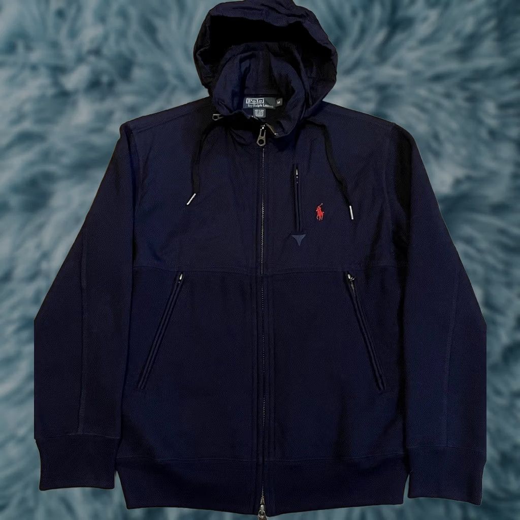 Polo Ralph Lauren VINTAGE Polo Ralph Lauren Hybrid Fleece Jacket M Blue Bomber Jacket Mens Polo Ralph Lauren Sport Stadium 90s Size US M / EU 48-50 / 2 - 1 Thumbnail