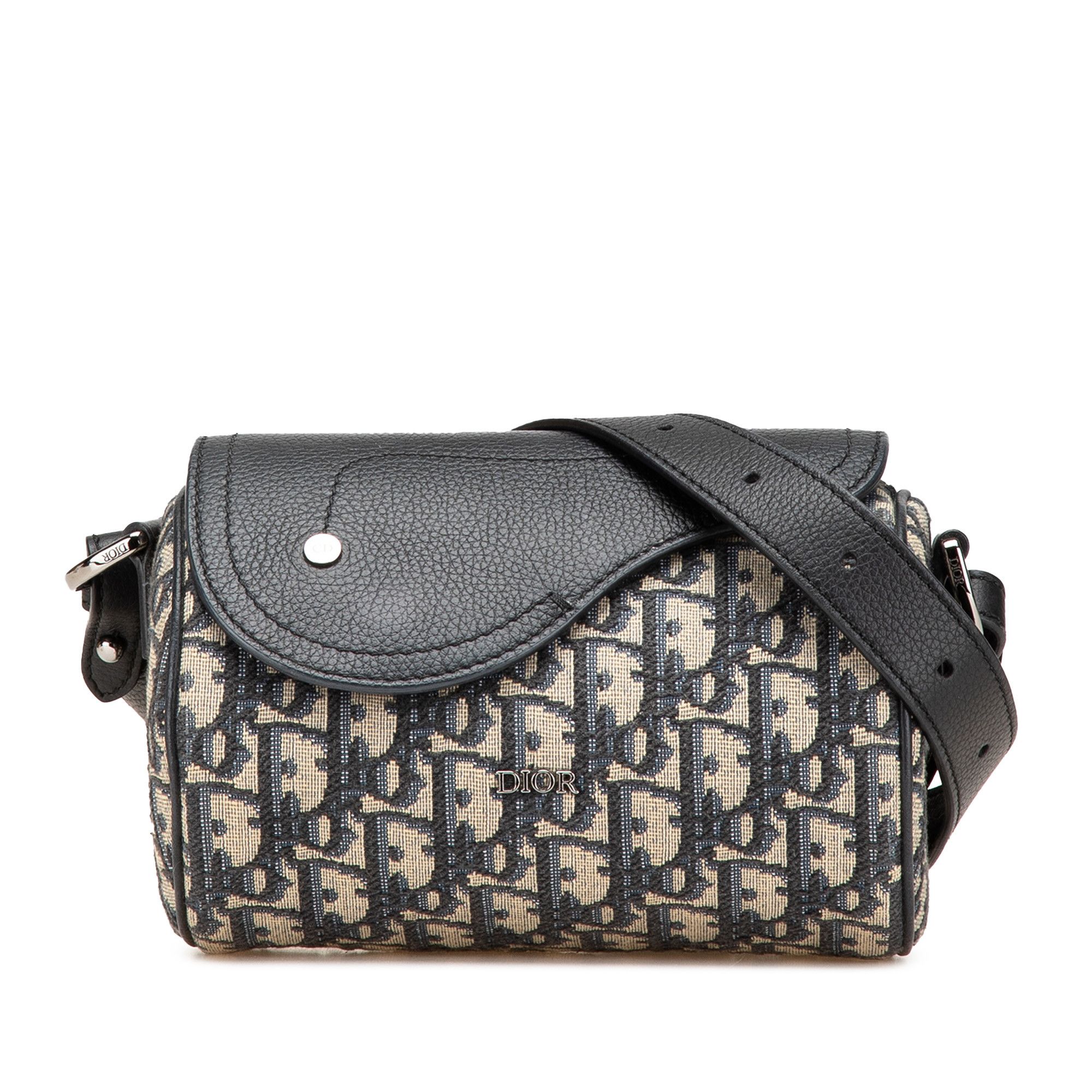 Dior Mini Oblique Canvas Roller Saddle Bag in Blue, Women's