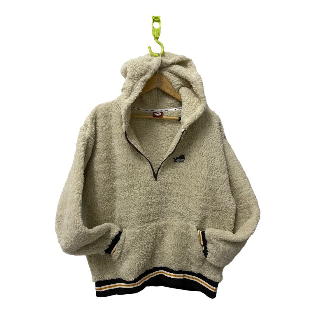Converse Vtg Converse "Chuck Taylor" Sherpa Fleece Half-Zip Hoodie Size US L / EU 52-54 / 3 - 2 Thumbnail