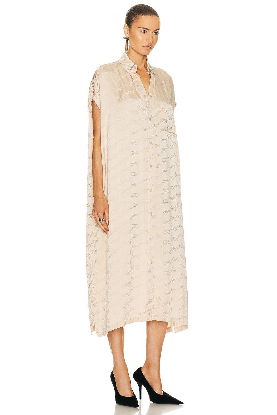 Balenciaga o1bcso1str1124 BB Monogram Rawcut Dress in Champagne Beige Size XS / US 0-2 / IT 36-38 - 4 Thumbnail